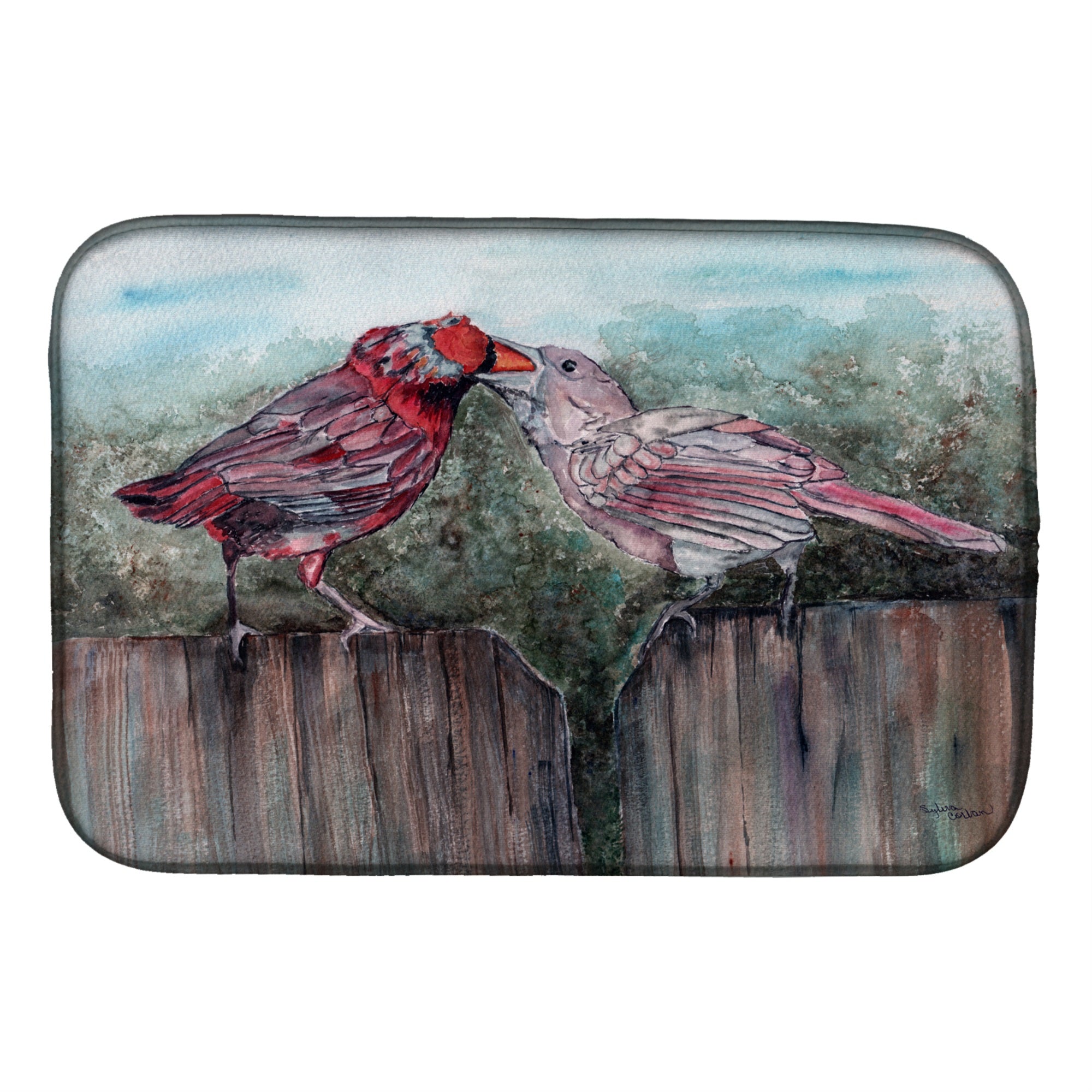 'Caroline'S Treasures Red Bird Feeding Dish Drying Mat, 14 X 21, Multicolor''