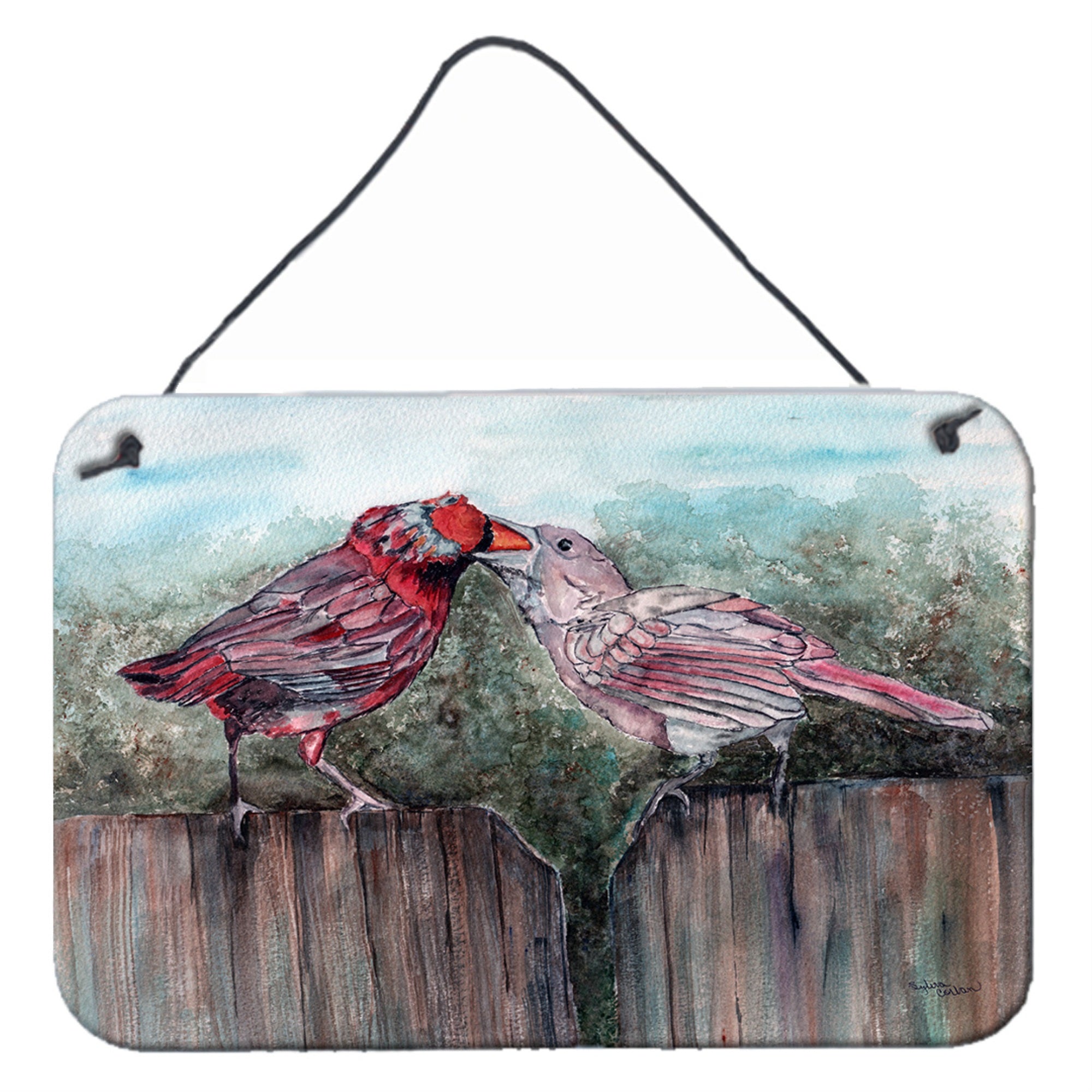 'Caroline'S Treasures Red Bird Feeding Wall Or Door Hanging Prints 8981Ds812, 8''''H X 12''''W, Multicolor''