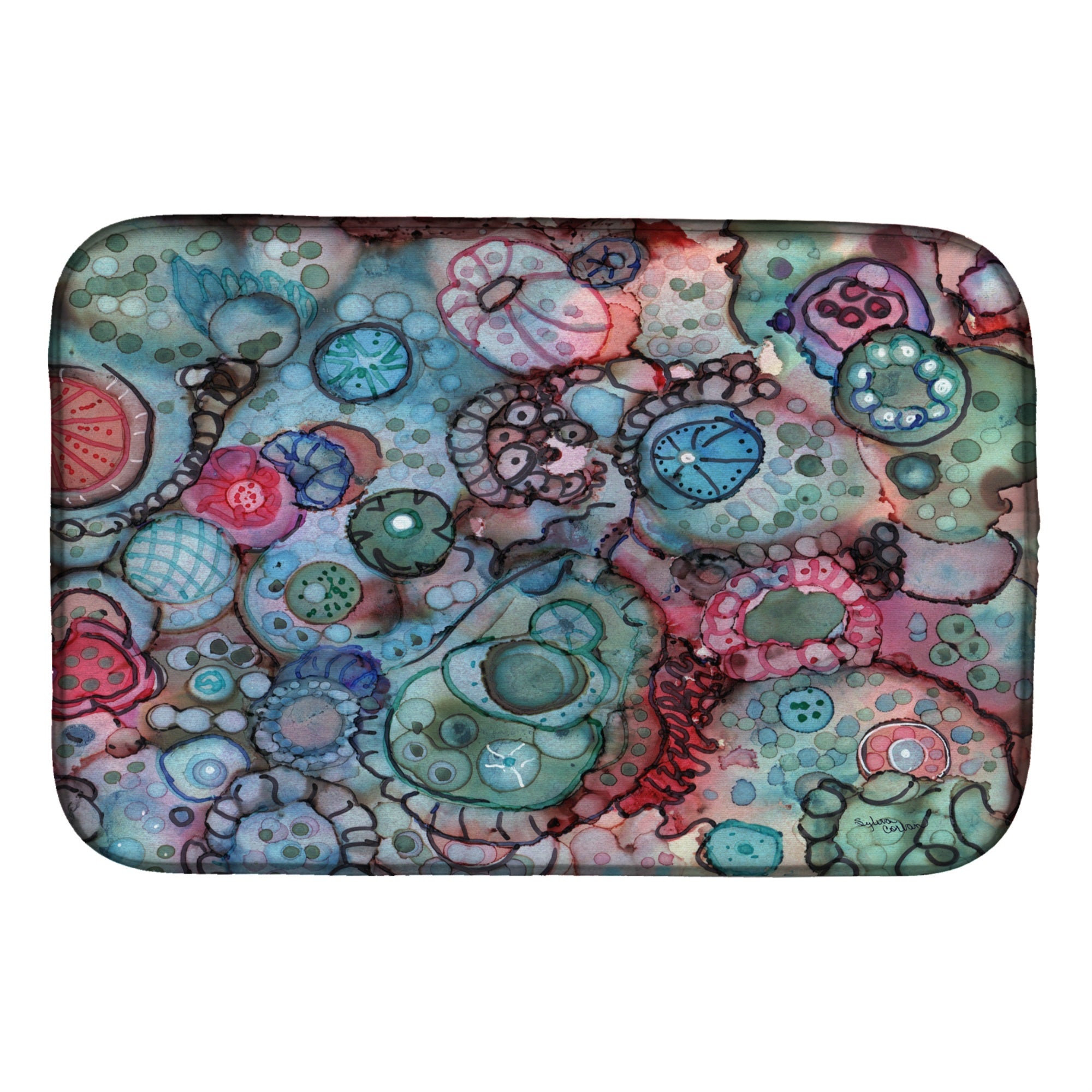 'Caroline'S Treasures Abstract In Reds And Blues Dish Drying Mat, 14 X 21, Multicolor''