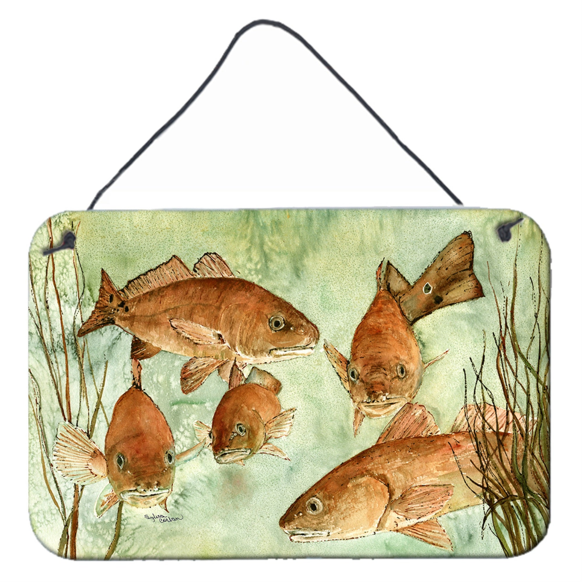 'Caroline'S Treasures Red Fish Swim Wall Or Door Hanging Prints 8983Ds812, 8''''H X 12''''W, Multicolor''