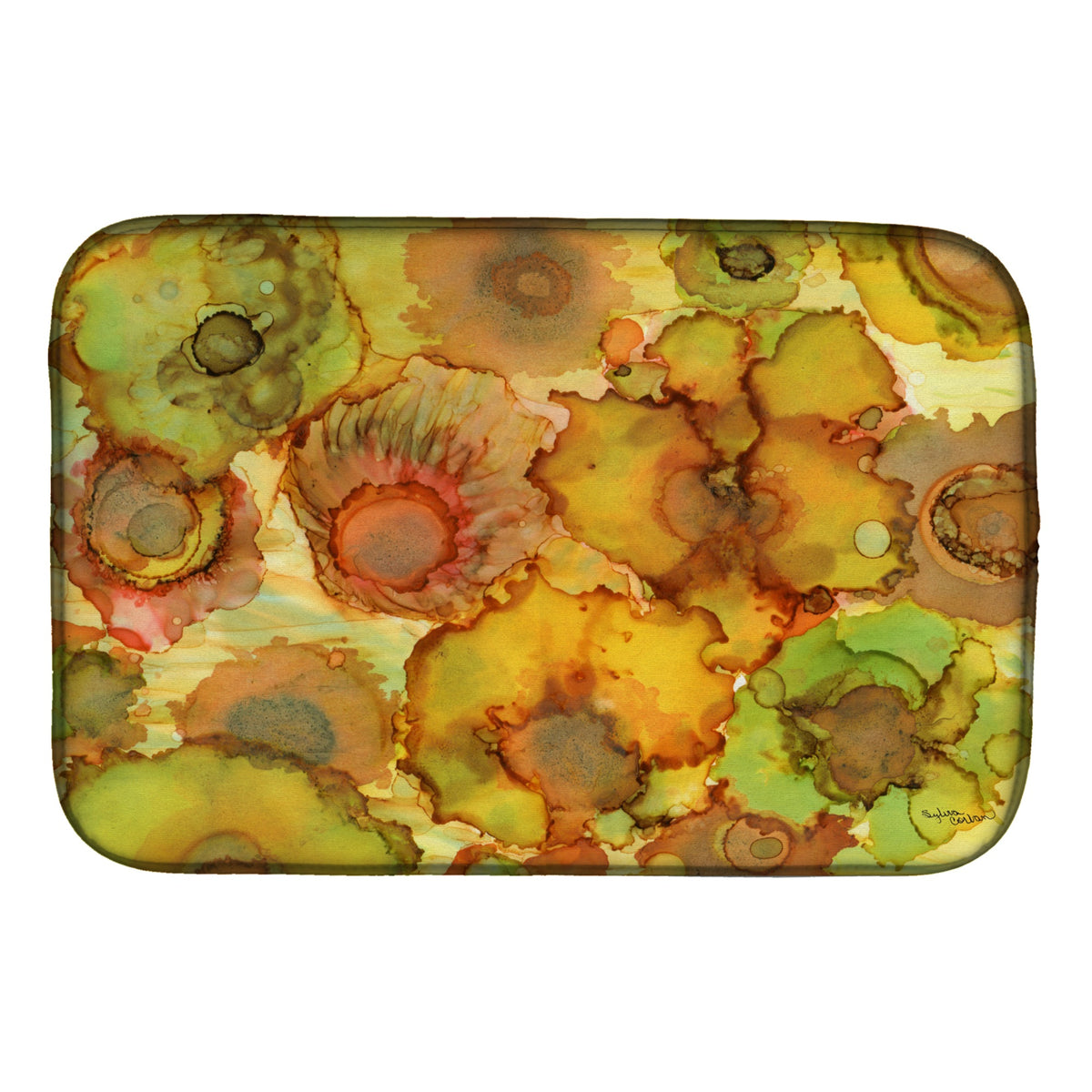 'Caroline'S Treasures Abstract Flowers In Yellows And Oranges Dish Drying Mat, 14'''' X 21'''', Multicolor''