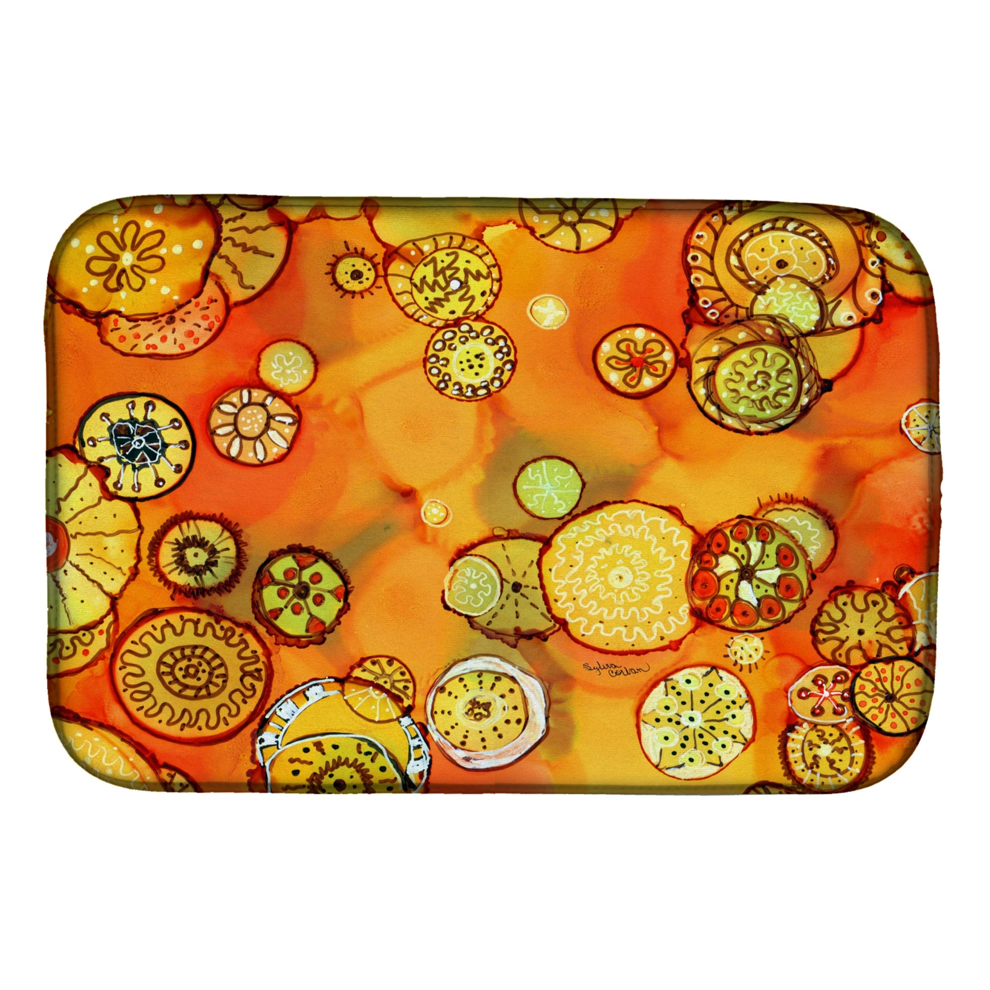 'Caroline'S Treasures Abstract Flowers Dish Drying Mat, 14'''' X 21'''', Multicolor''
