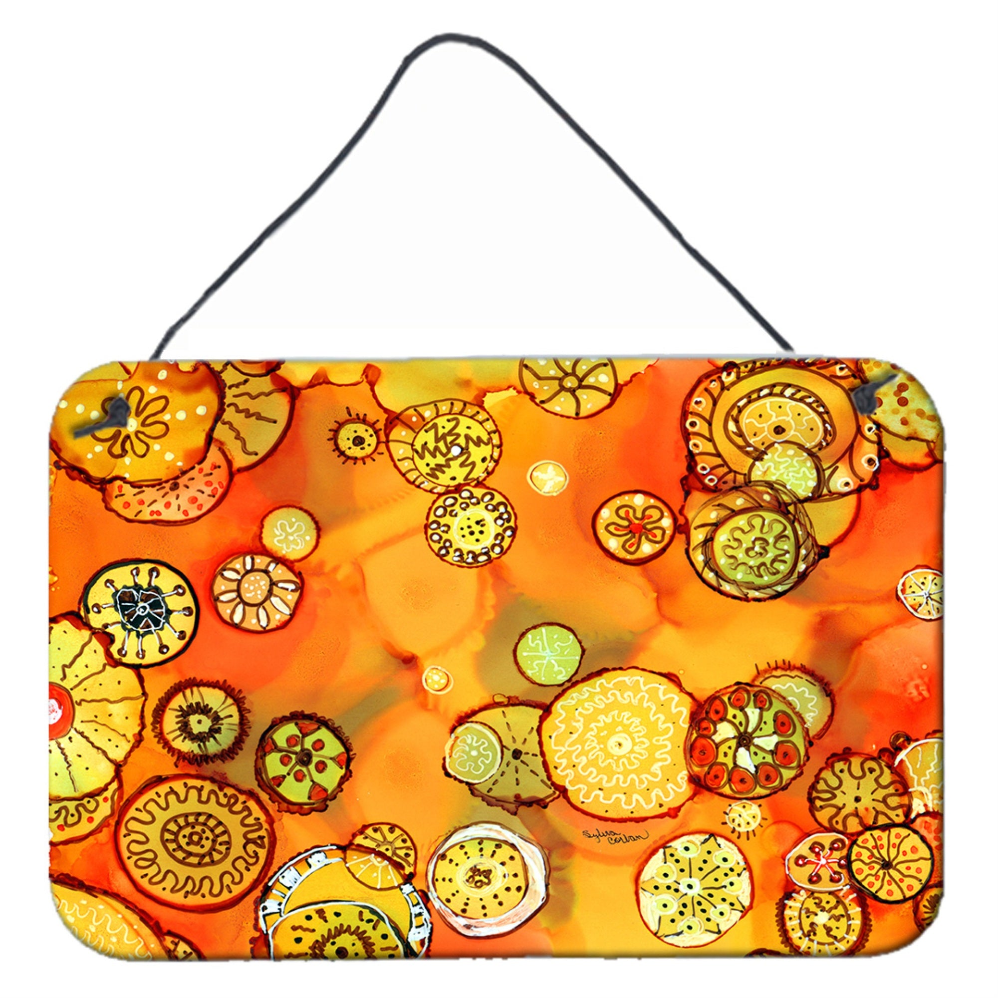 'Caroline'S Treasures Abstract Flowers In Oranges And Yellows Wall Or Door Hanging Prints 8987Ds812, 8''''H X 12''''W, Multicol