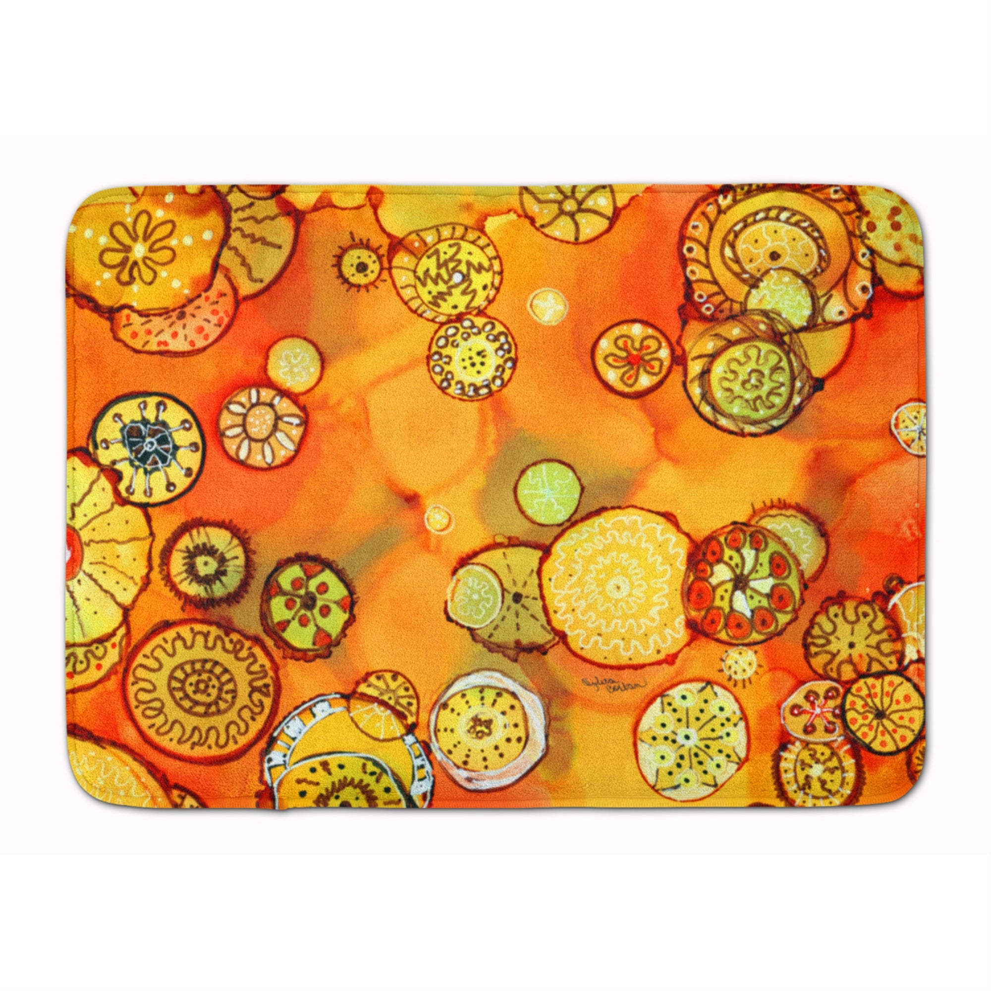 'Caroline'S Treasures Abstract Flowers In Oranges And Yellows Floor Mat, 19'''' X 27'''', Multicolor''