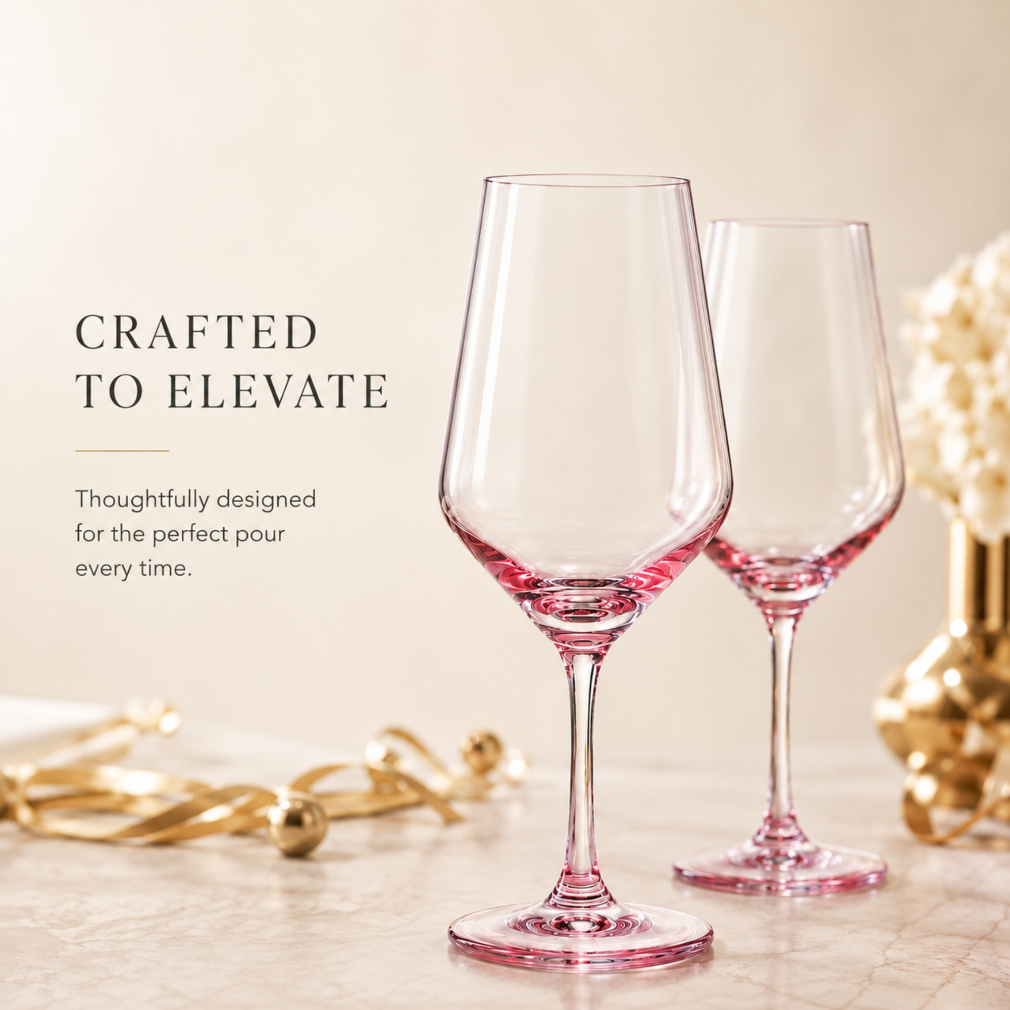 Monet Stemmed Wine Glassware, Magenta, Set of 2