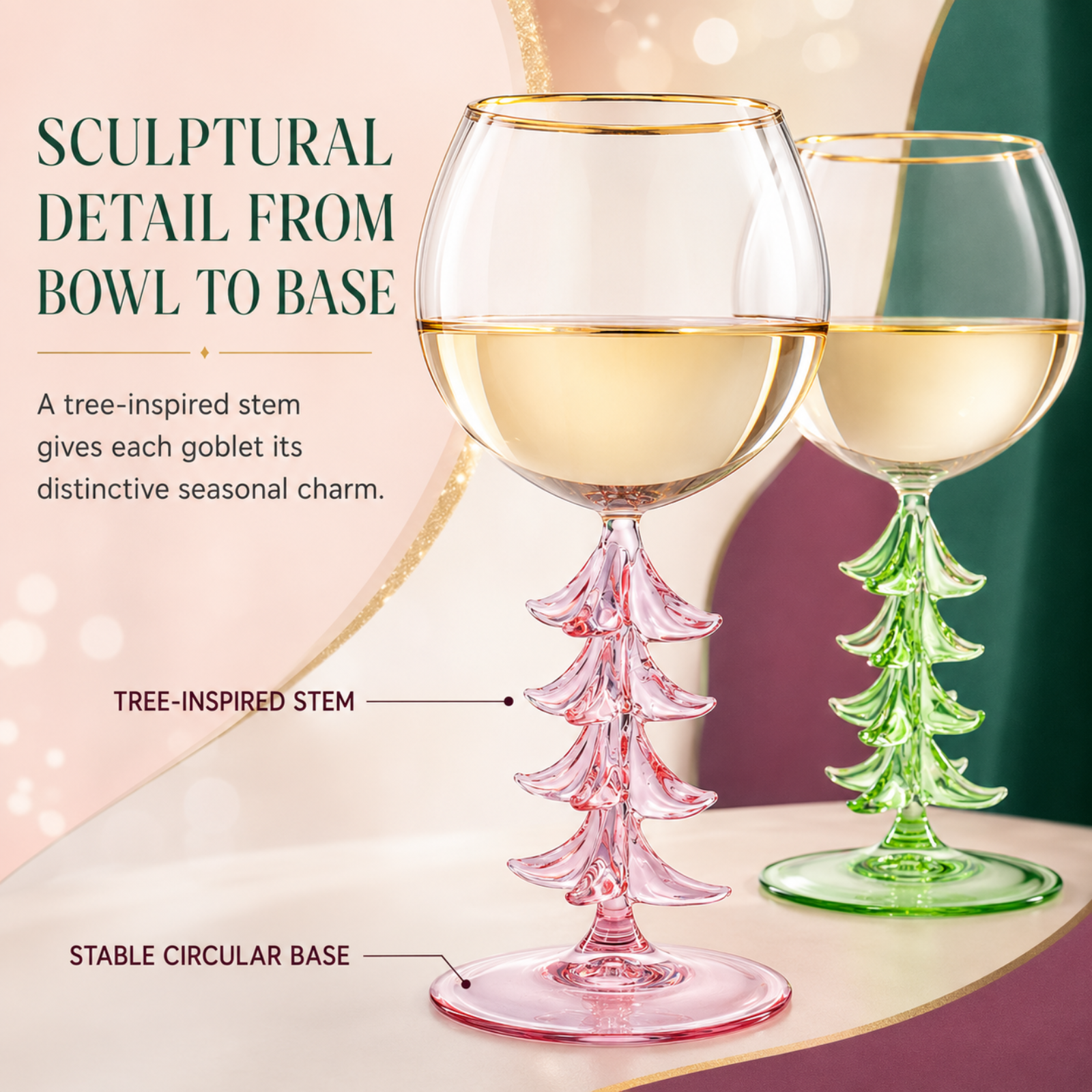 Natale Stemmed Wine Glassware, Set of 2