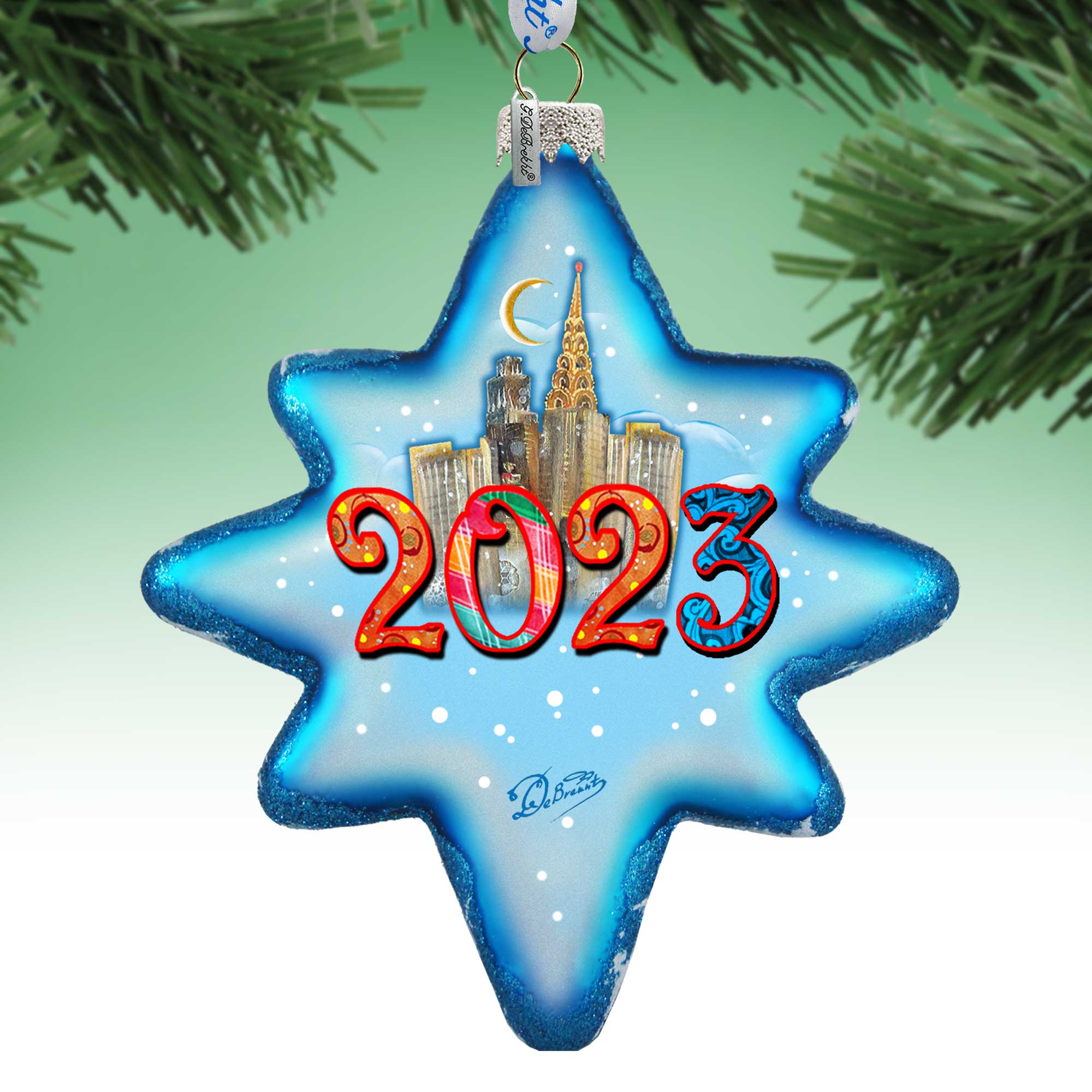 2024 Dated Glass Ornament, Santa & Christmas Decor - 755-047-D24 by G. DeBrekht