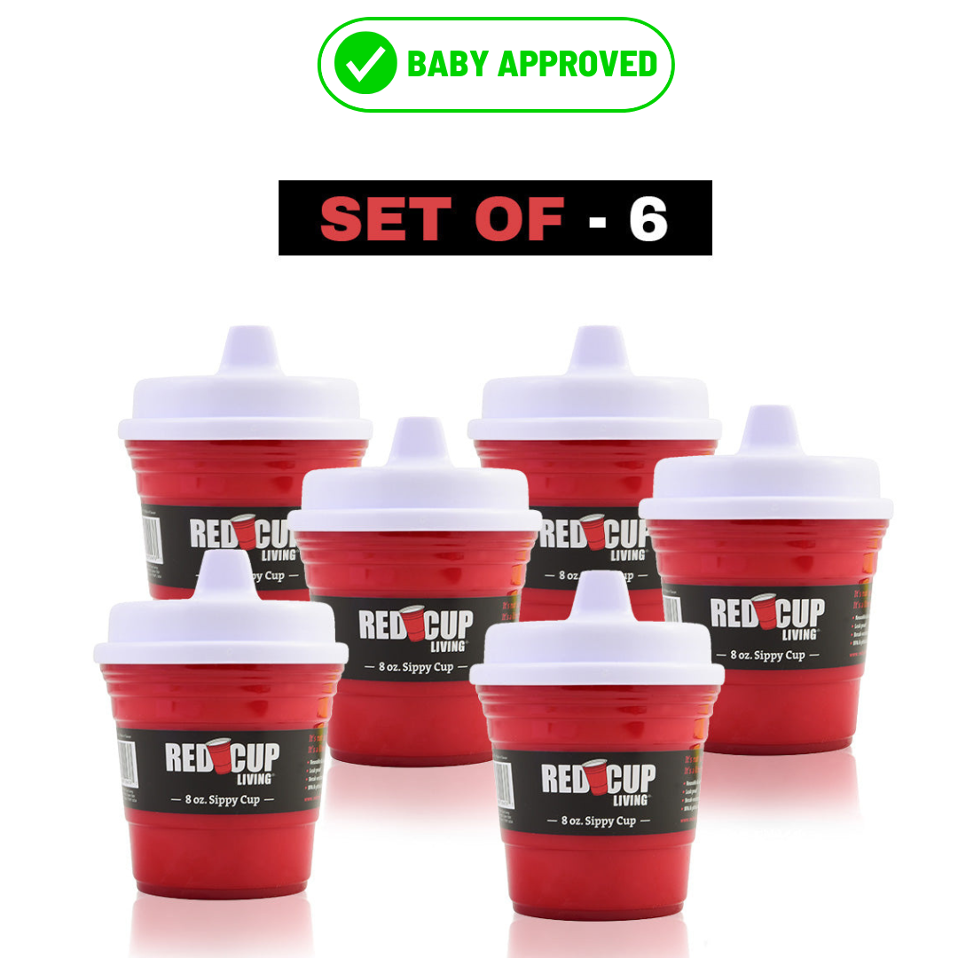 RedCupLiving 8oz Unbreakable Kids Sippy Cups, Pack of 4, Easy-to-Hold Toddler Cups