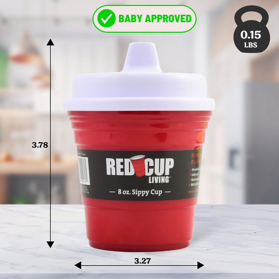 RedCupLiving 8oz Unbreakable Kids Sippy Cups, Pack of 4, Easy-to-Hold Toddler Cups