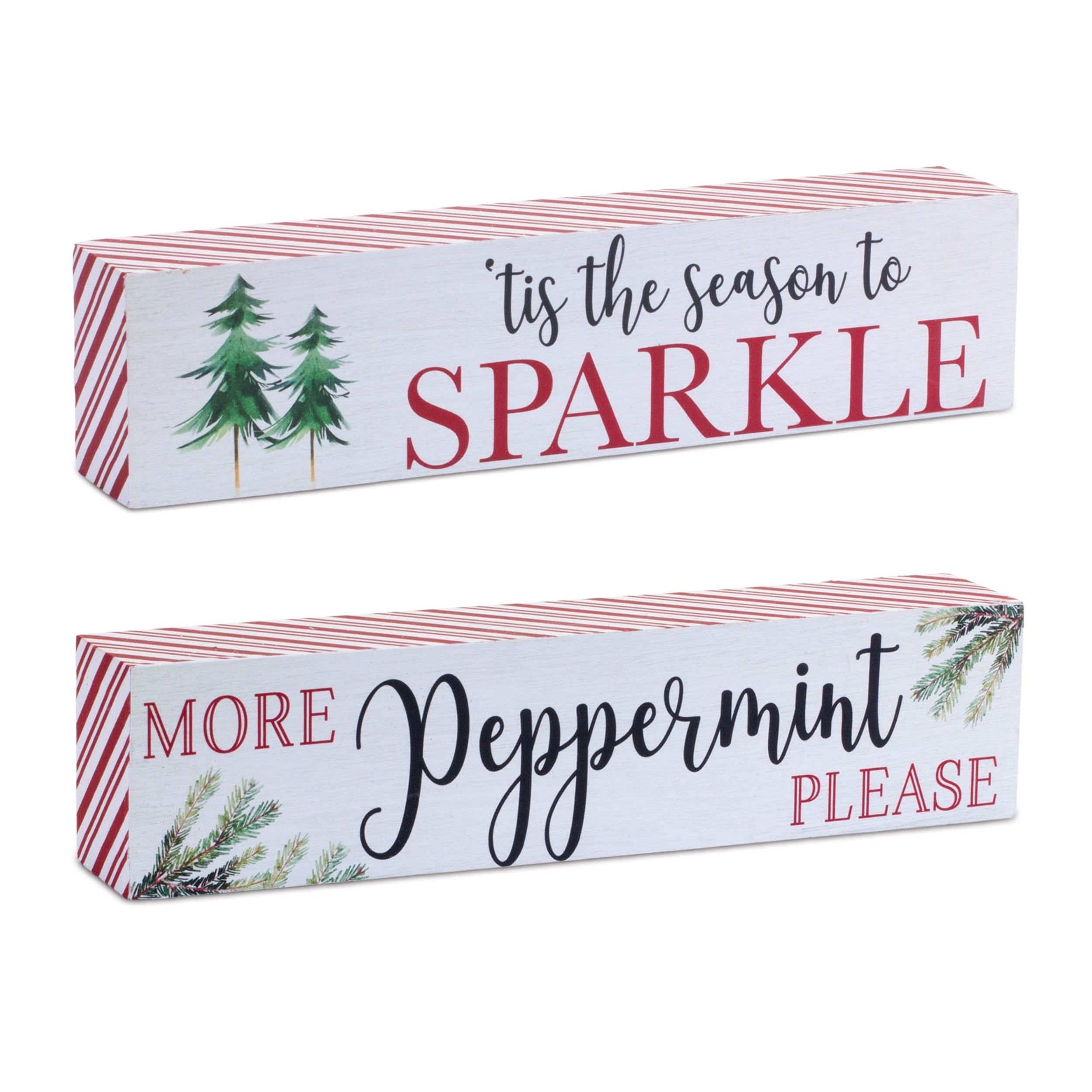 Sparkle and Peppermint Sign (Set of 2) 9.5L x 2.25H MDF
