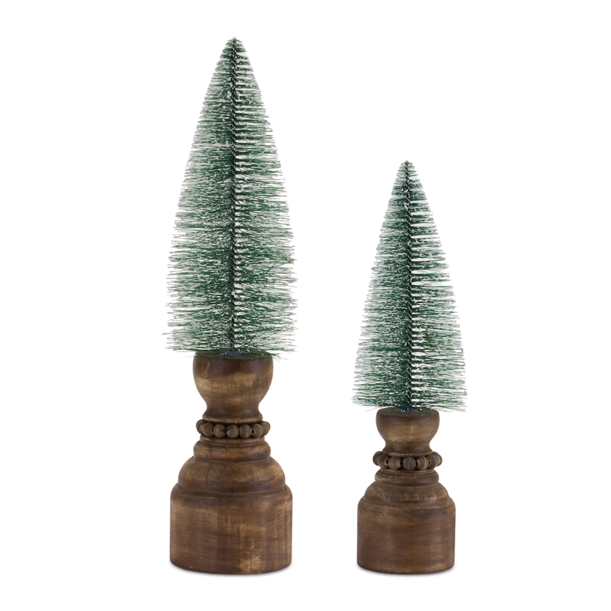 Mini Tree on Pedestal (Set of 2) 11.5H, 14.5H Plastic/Wood