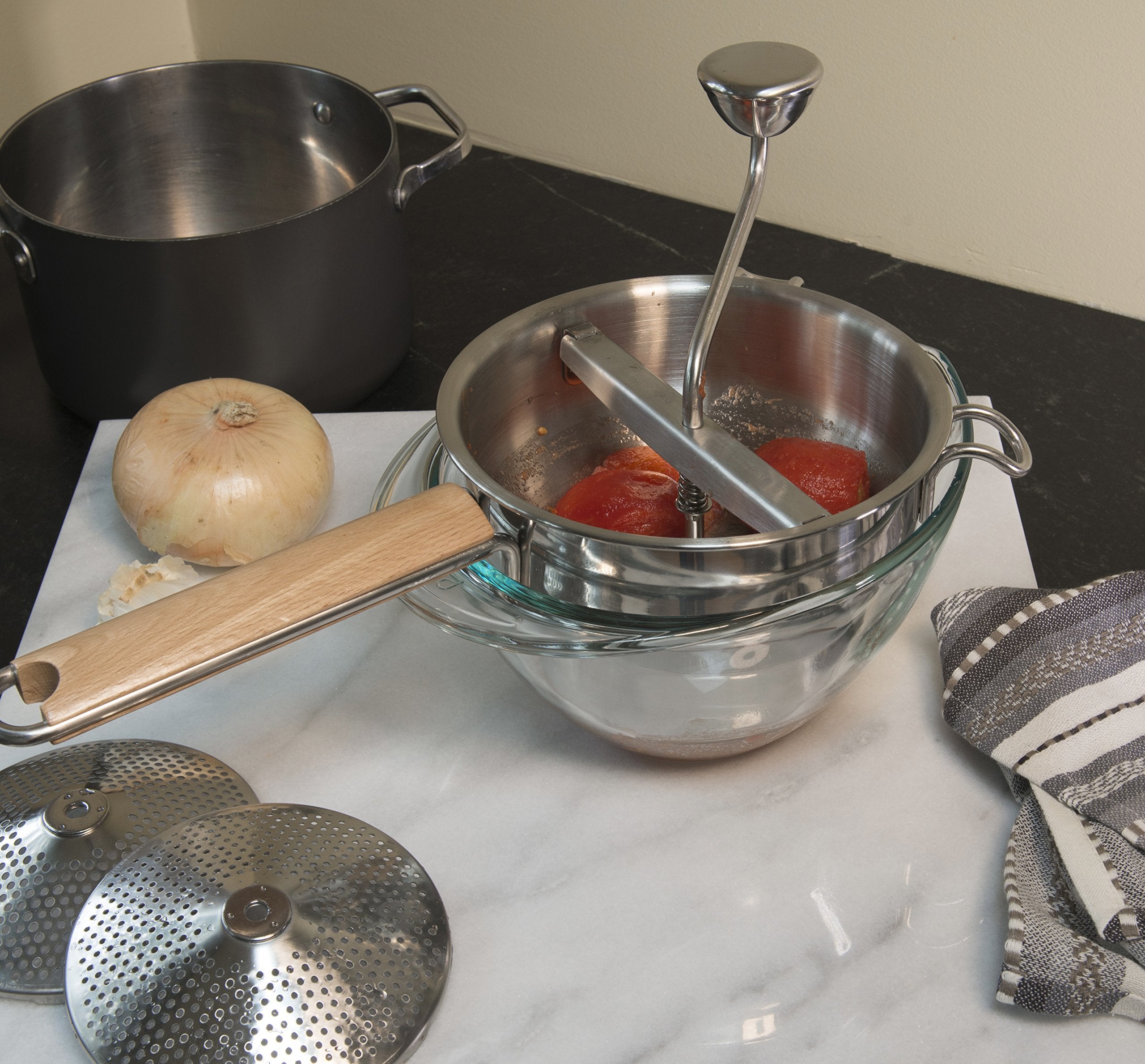 RSVP International Food Mill, 7.75" Stainless Steel, Model 8082, Durable Kitchen Tool