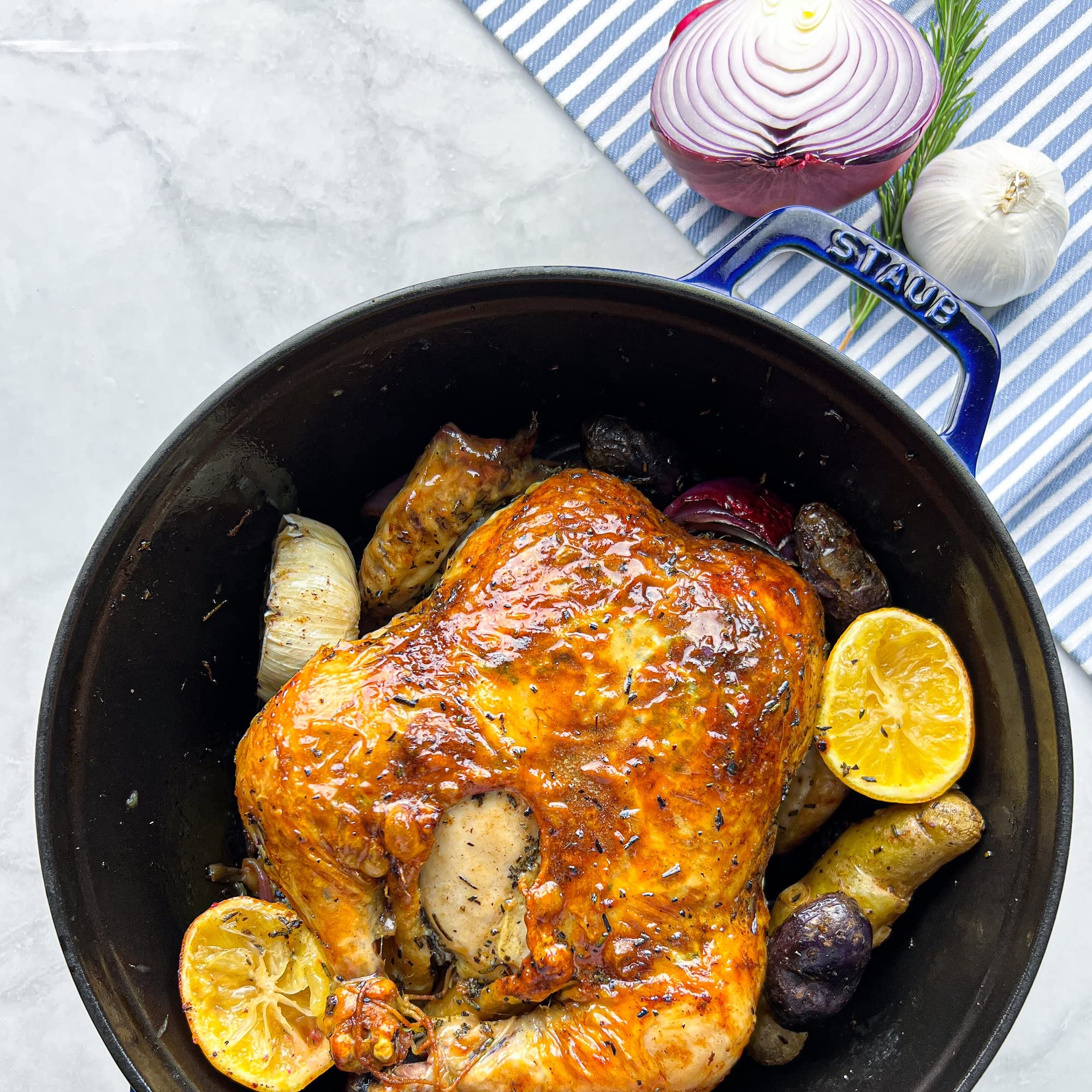 Staub Cast Iron 5.5-Qt Round Cocotte - Dark Blue, Made In France