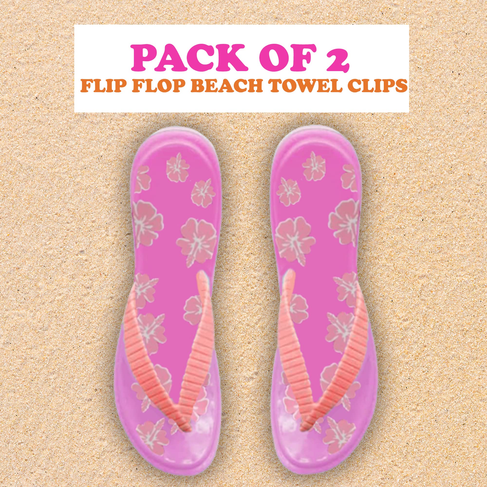 PERFORMORE Flip Flop Beach Towel Clips (Pink)  Set of 2  Portable Towel Holder Clips  Secure Clips for Beach Chairs Deck Patio Pool Boat Cruise Lounge Chair Accessories