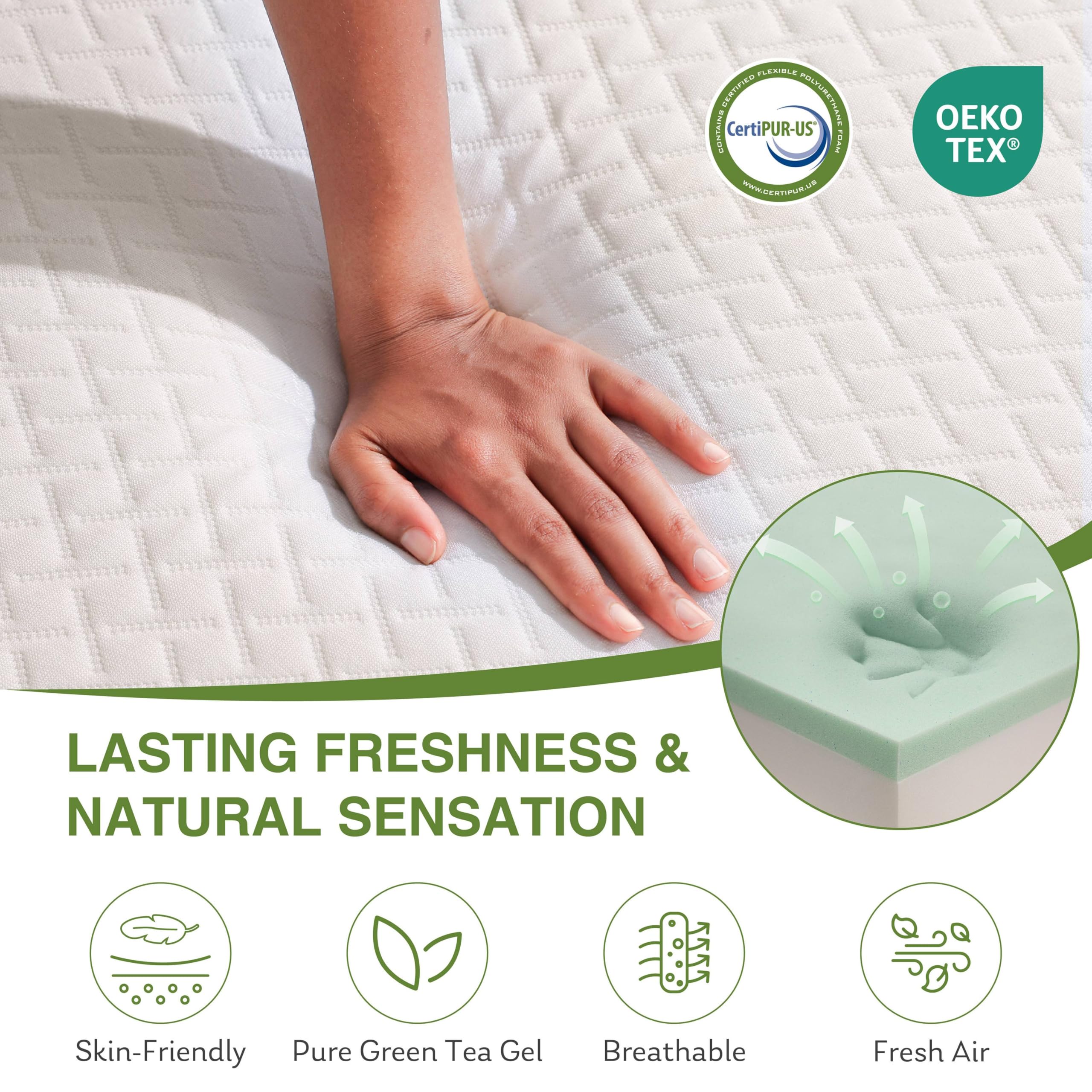 Egohome Twin Size Memory Foam Mattress, 8 Inch Bed Mattress In A Box With Cooling Green Tea Gel, Relieve Pressure With Medium Fi