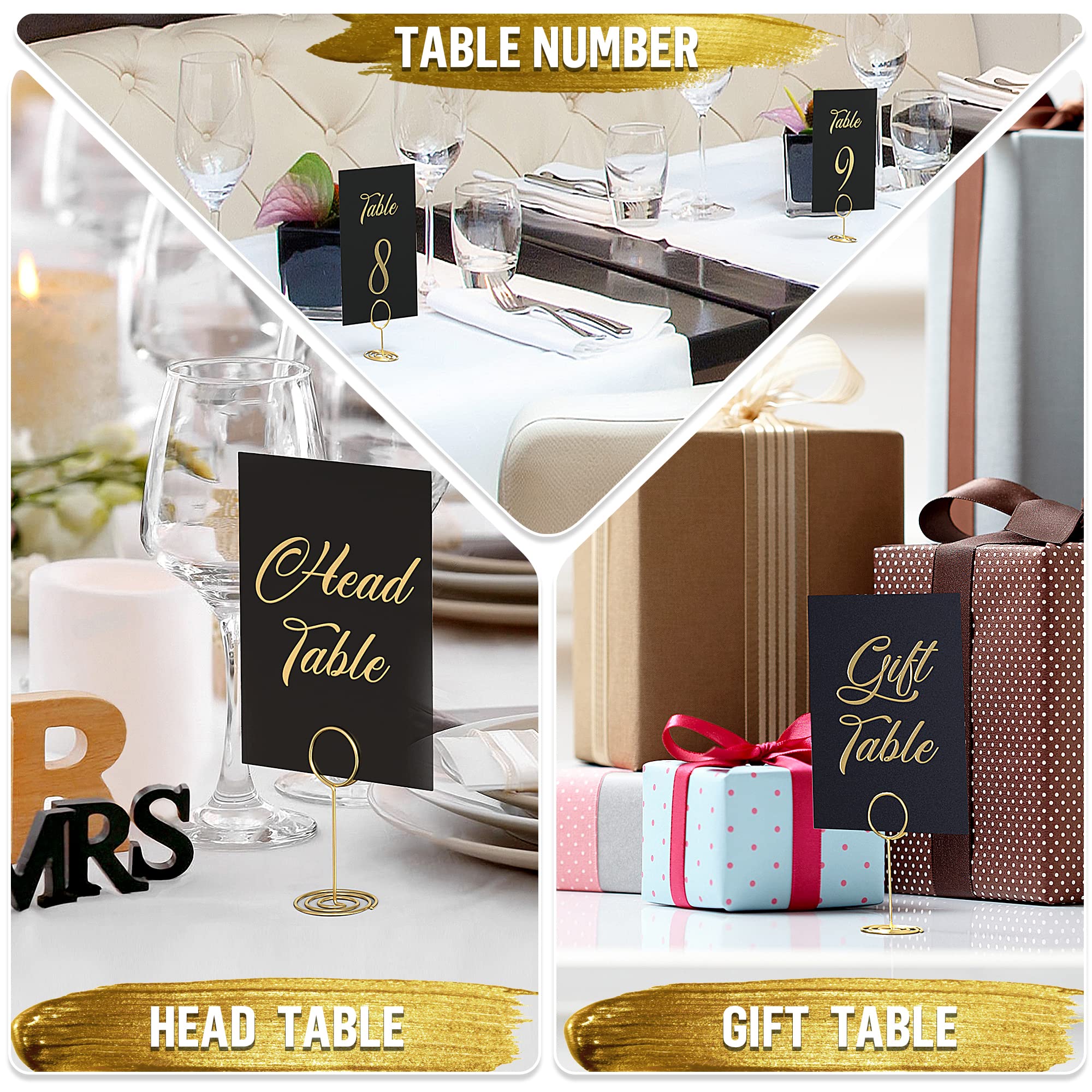 Black Wedding Table Numbers 1-30 With Gold Foil Letters - Table Number Cards 4X6 With Head & Gift Table - Wedding Numbers For Ta