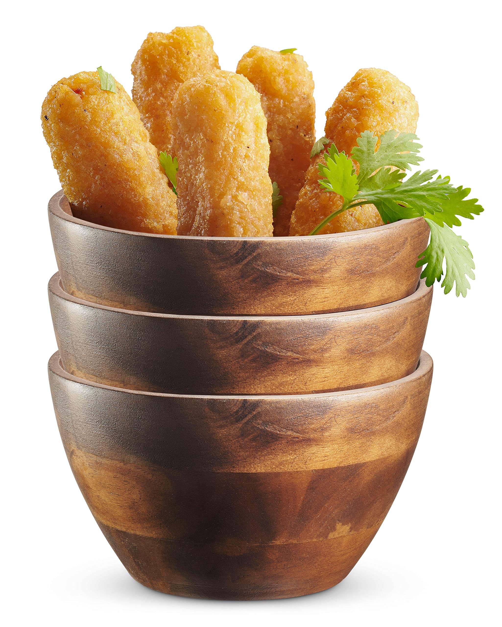 Table Concept Bowl Set, Premium Acacia Wood Bowls, Food Prep, Dip Bowls, Candy Dish Bowl, Home Decor, Housewarming Gifts - 4'',