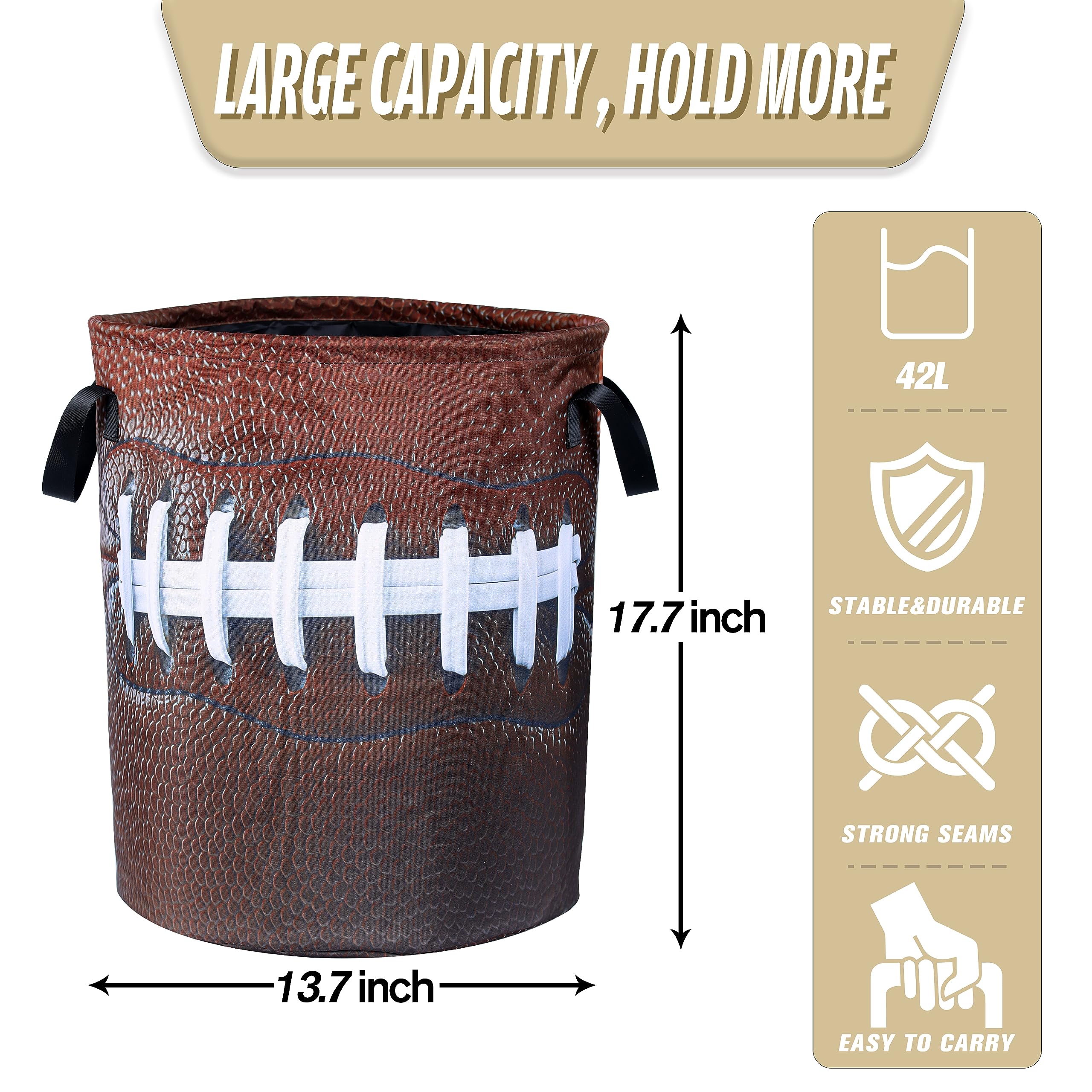 Football Laundry Basket American Ball Foldable Oxford Cloth Funny Tote Bag Laundry Hamper Clothes Storage Bucket Organizer For B