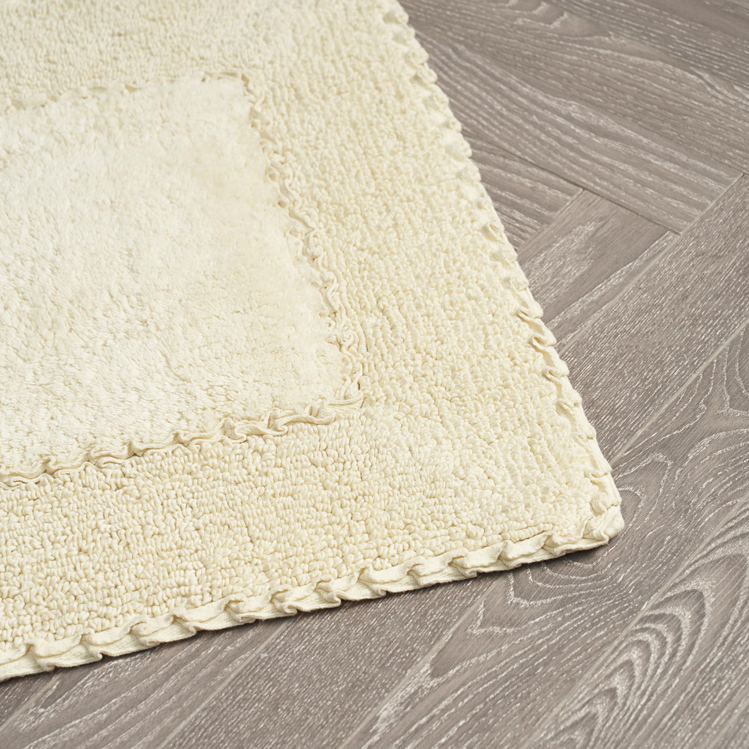 Laura Ashley Ruffle Border 100% Cotton Bath Rug, Yellow, 17''X 24''