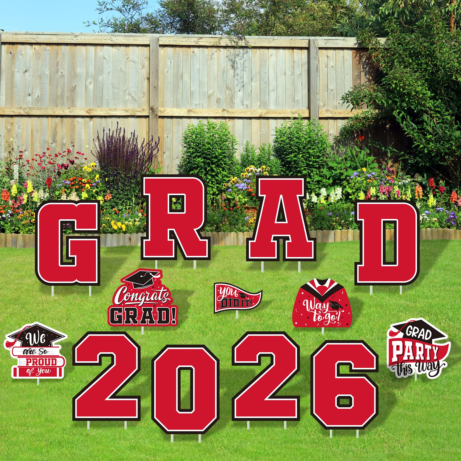Red Themed Graduation Decorations 2026 - Graduation Yard Signs Class of 2026,Congratulate Graduation yard signs - Graduation Par