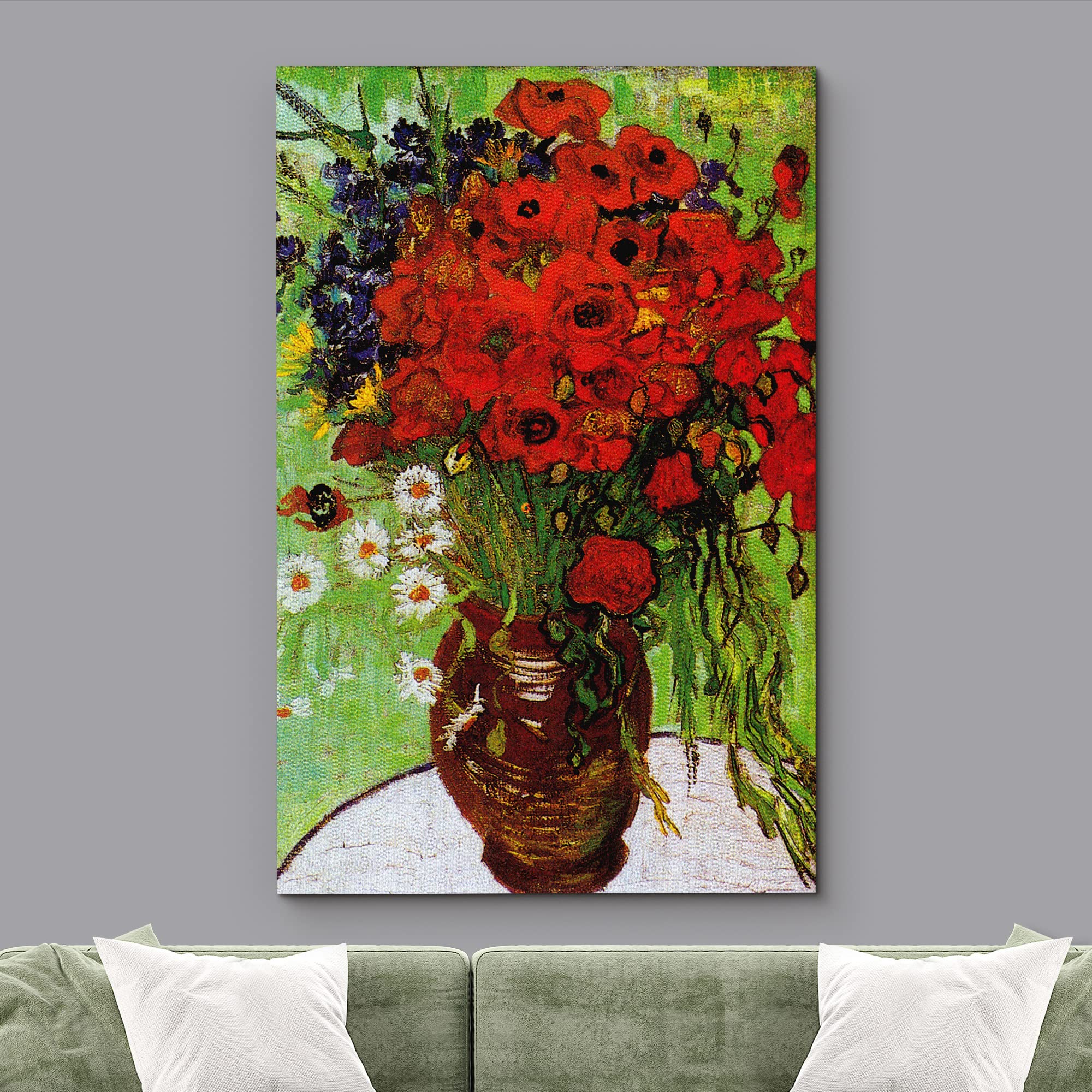 Wall26 Canvas Print Wall Art Red Poppies & Daisies By Master Artist Vincent Van Gogh Nature Wilderness Illustrations Fine Art Re
