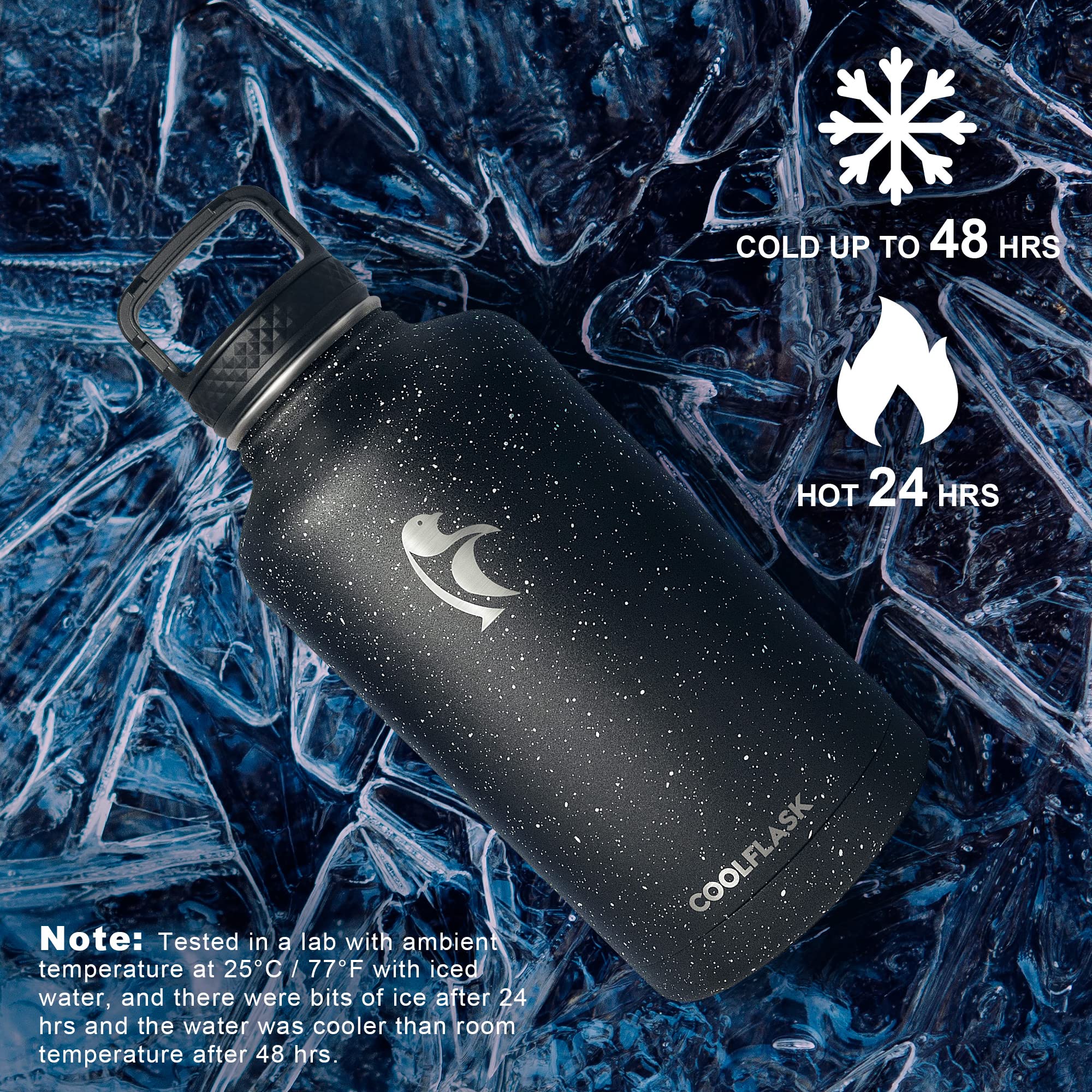 Coolflask 64 oz Insulated Water Bottle with Straw&3 Lids  Half Gallon Insulated Water Jug Galaxy Large Metal Stainless Steel Flask for Gym  Sports and Office  Keep Cold 48H Hot 24H  Starry Night