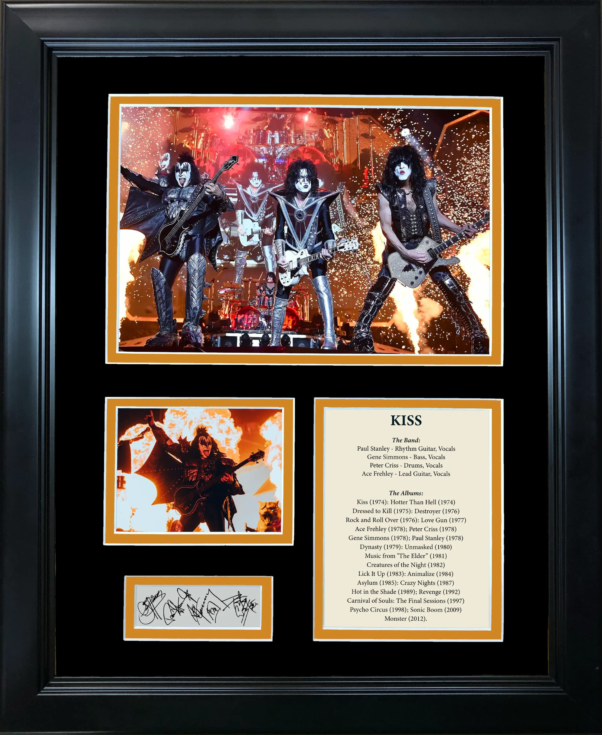 Hofsm.Com Hall Of Fame Sports Memorabilia Framed Kiss Band Facsimile Laser Engraved Signature Auto 12X15 Music Photo Collage