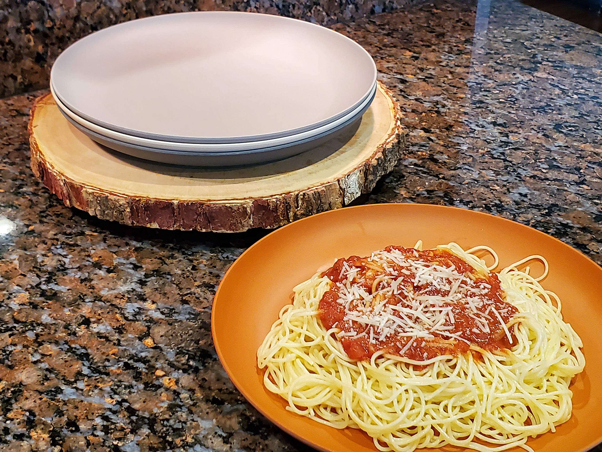 1 Click Bamboo Fiber 10 Inches Dinner Plates, Set Of 4, 4 Color, Modern Bamboo Fiber Dinnerware For Indoor And Outdoor Events