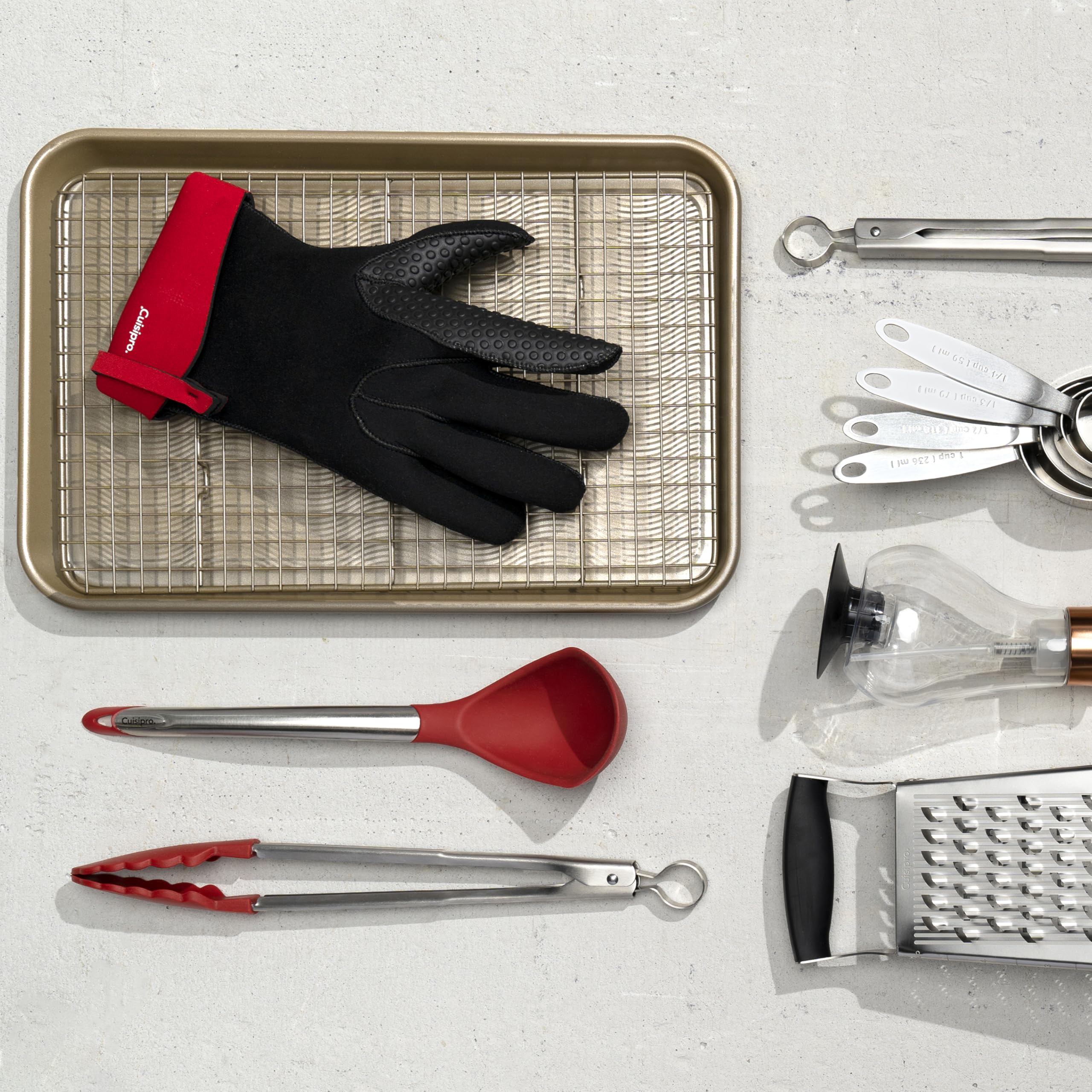 Cuisipro 12-Inch Silicone Locking Tongs, Red