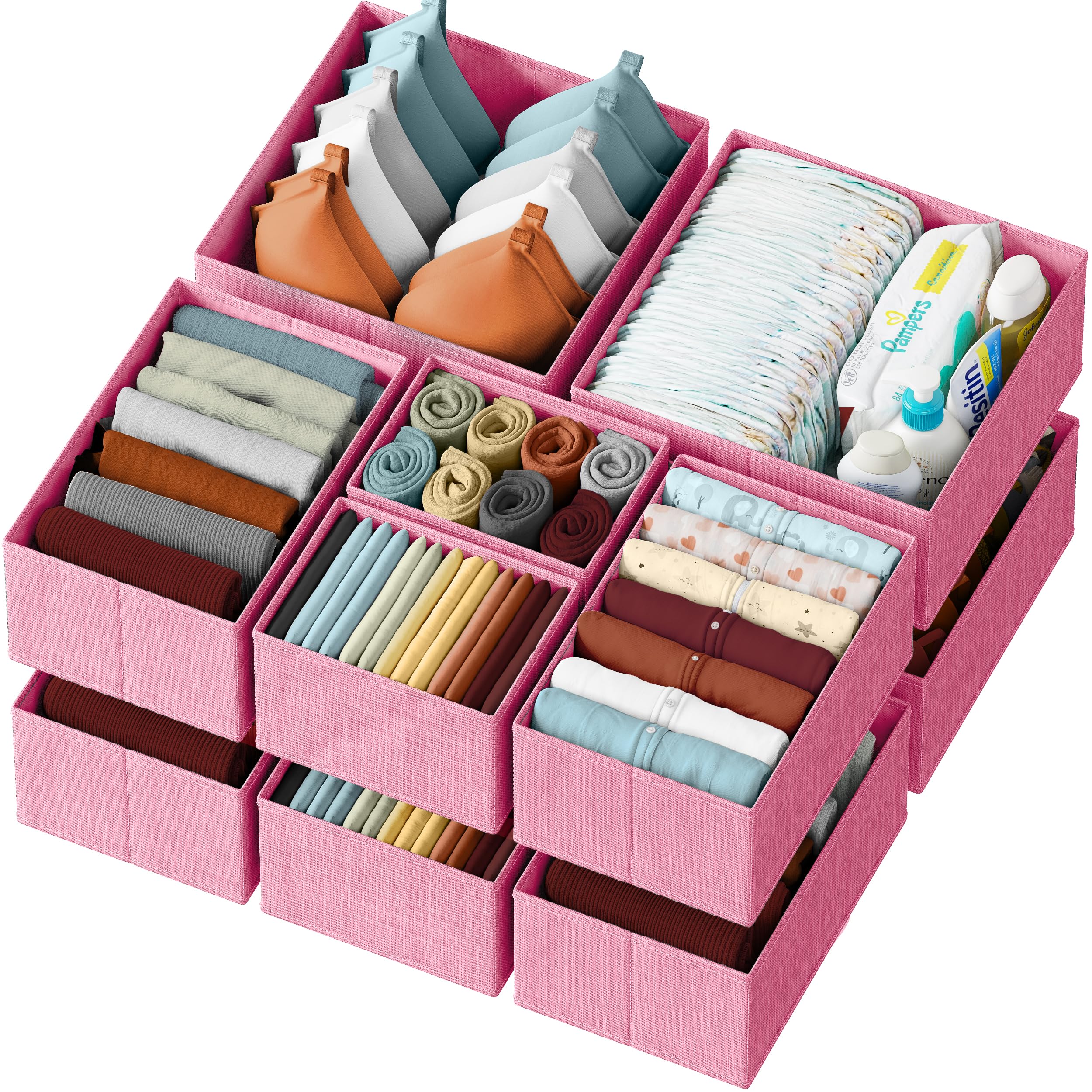 Drawer Organizer Set of 12 Pink - Nursery, Bedroom, Closet Organizer & Storage