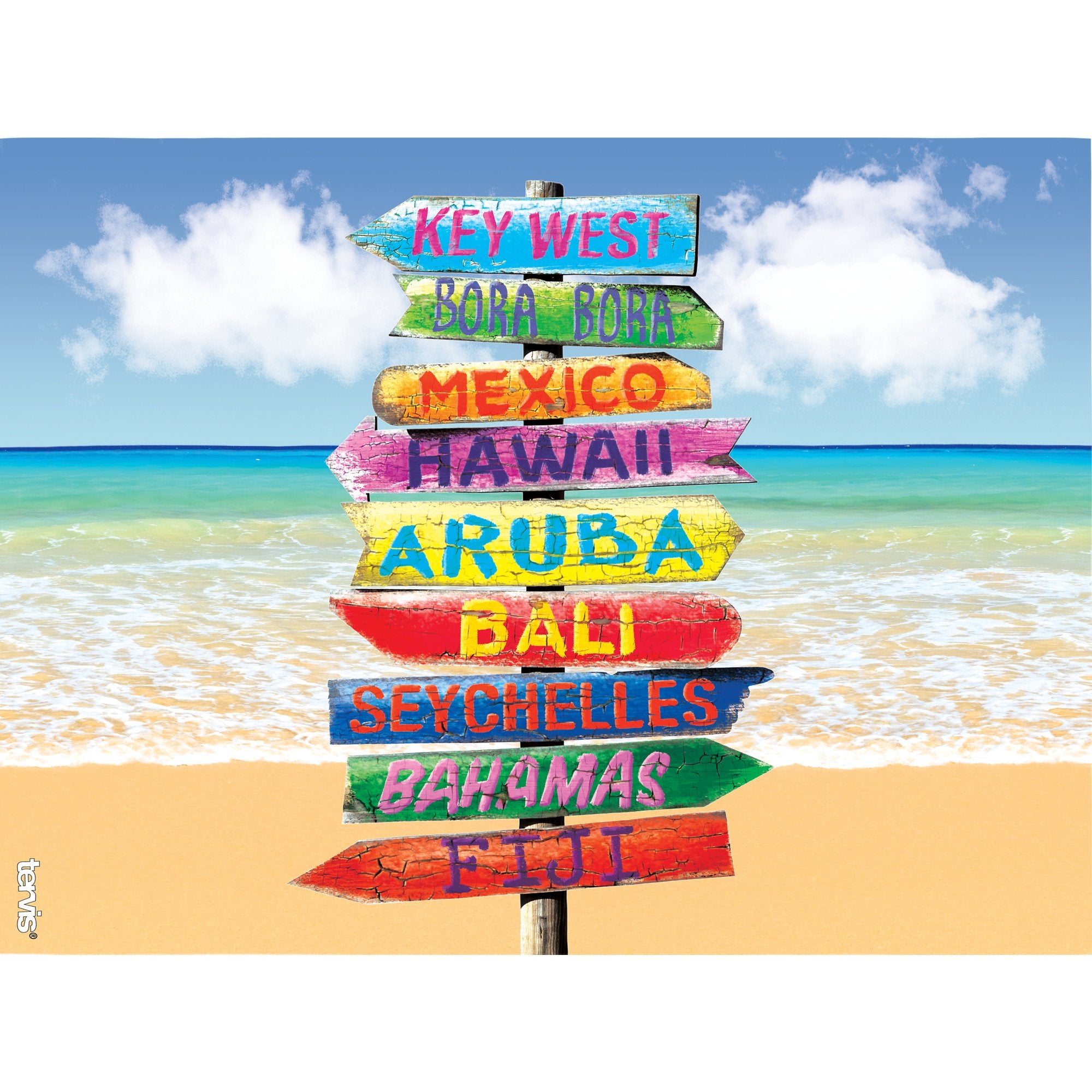 Tervis Tropical Destination Signs Tumbler With Wrap And Turquoise Lid 24Oz, Clear