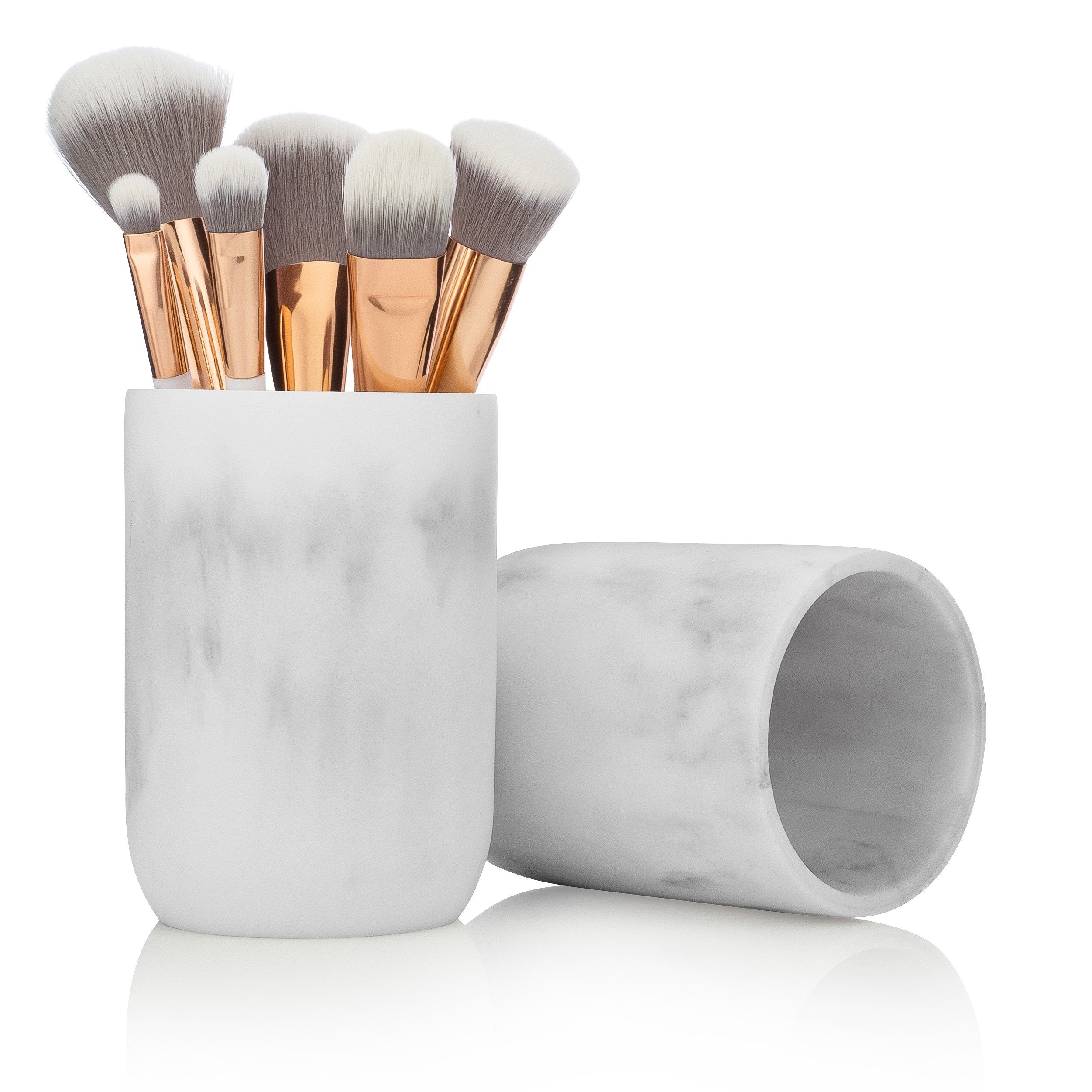 Essentra Home Blanc Collection White Bathroom Tumbler Cup For Vanity Countertops, Also Great As Pencil Pen Holder And Makeup Bru