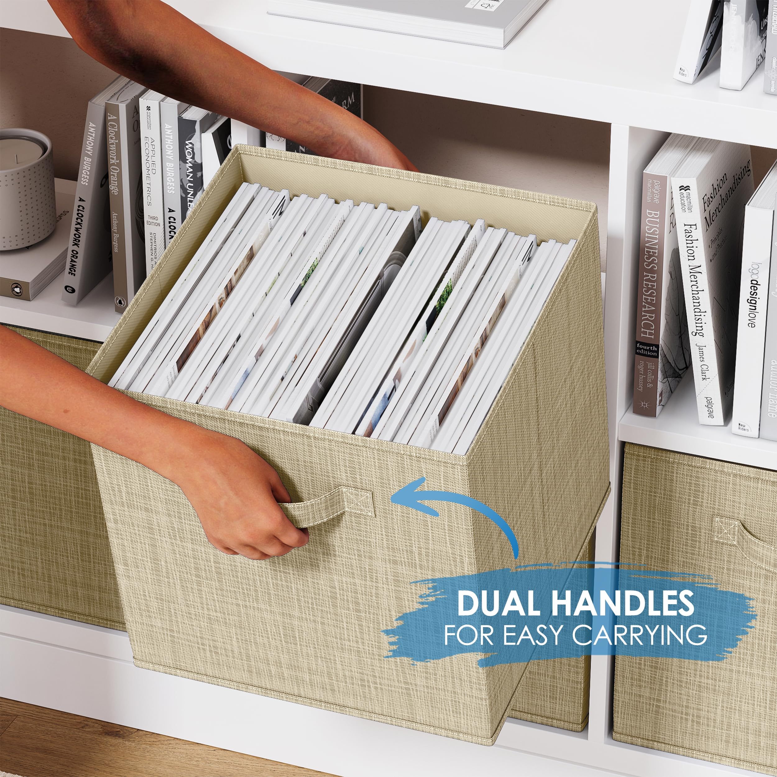 NEATERIZE Cube Storage Baskets for Organizing - 13x13 Inch - Set of 6 Heavy-Duty Storage Cubes for Storage and Organization. Perfect Bins for Cubby Storage Boxes Or Cube Storage Organizer (White)