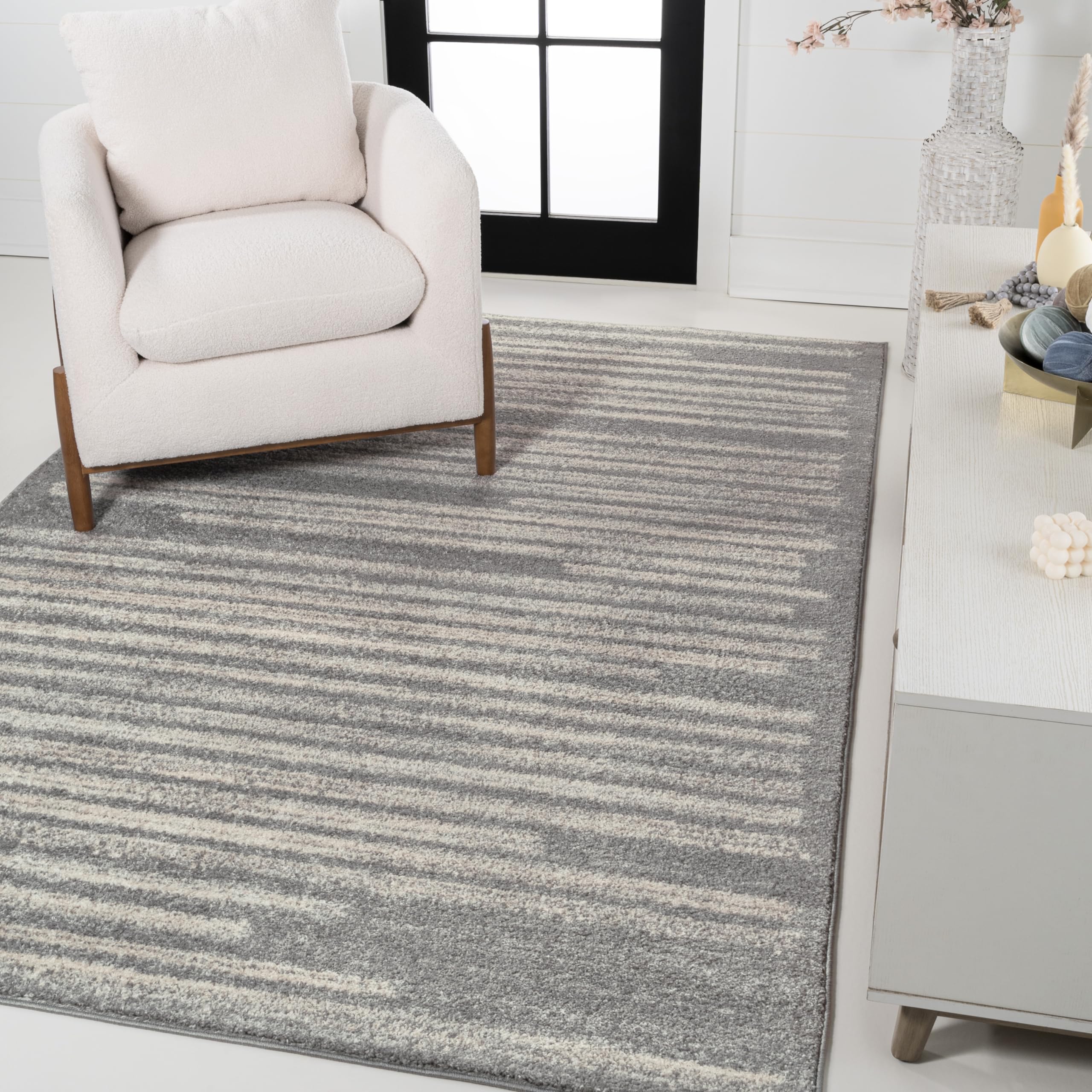 JONATHAN Y MOH207G-4 Khalil Modern Berber Stripe Area Rug, Contemporary, Bohemian, Scandinavian, Minimalistic, Rustic for Living