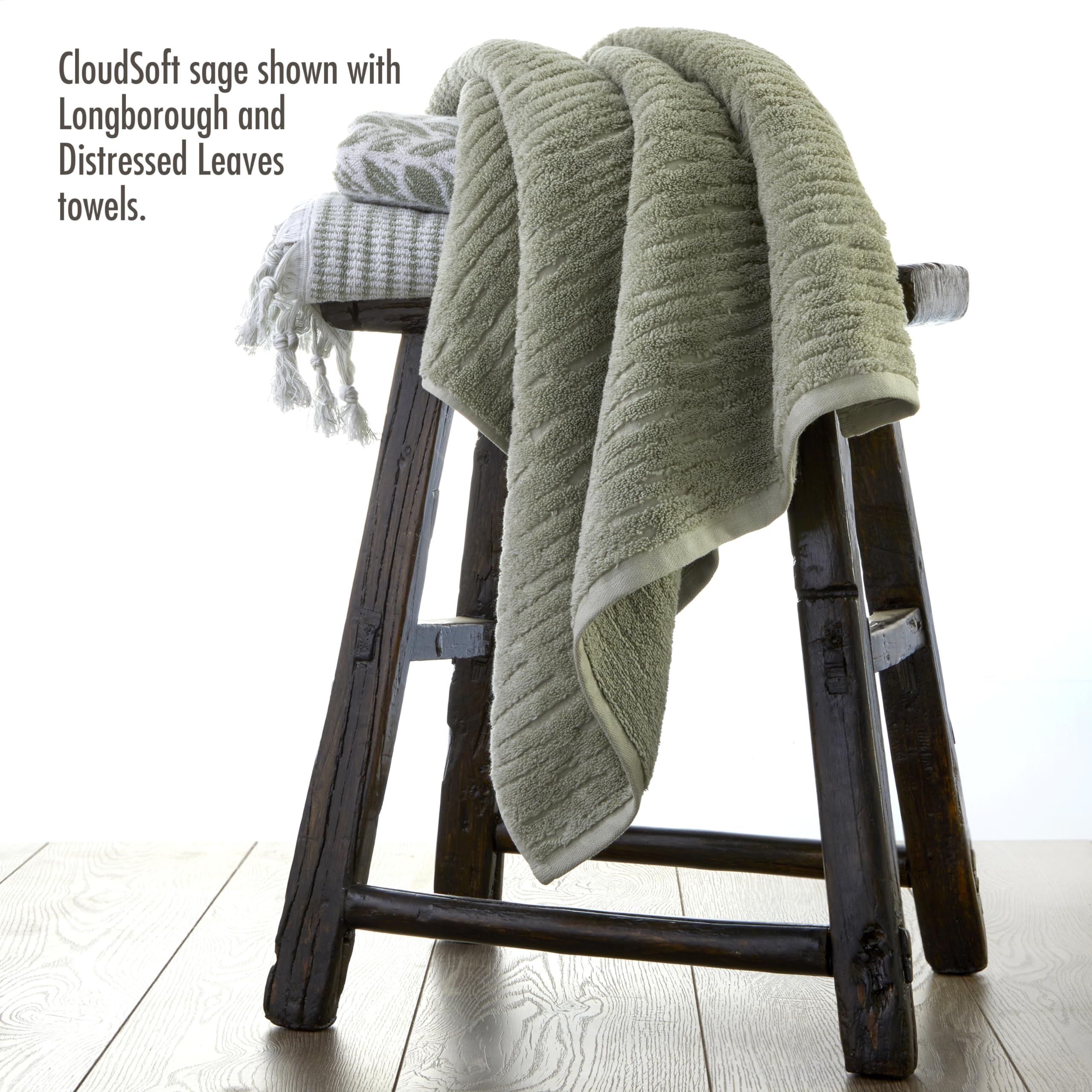 Skl Home Cloudsoft Cotton Luxury 2-Piece Hand Towel Set, Sage