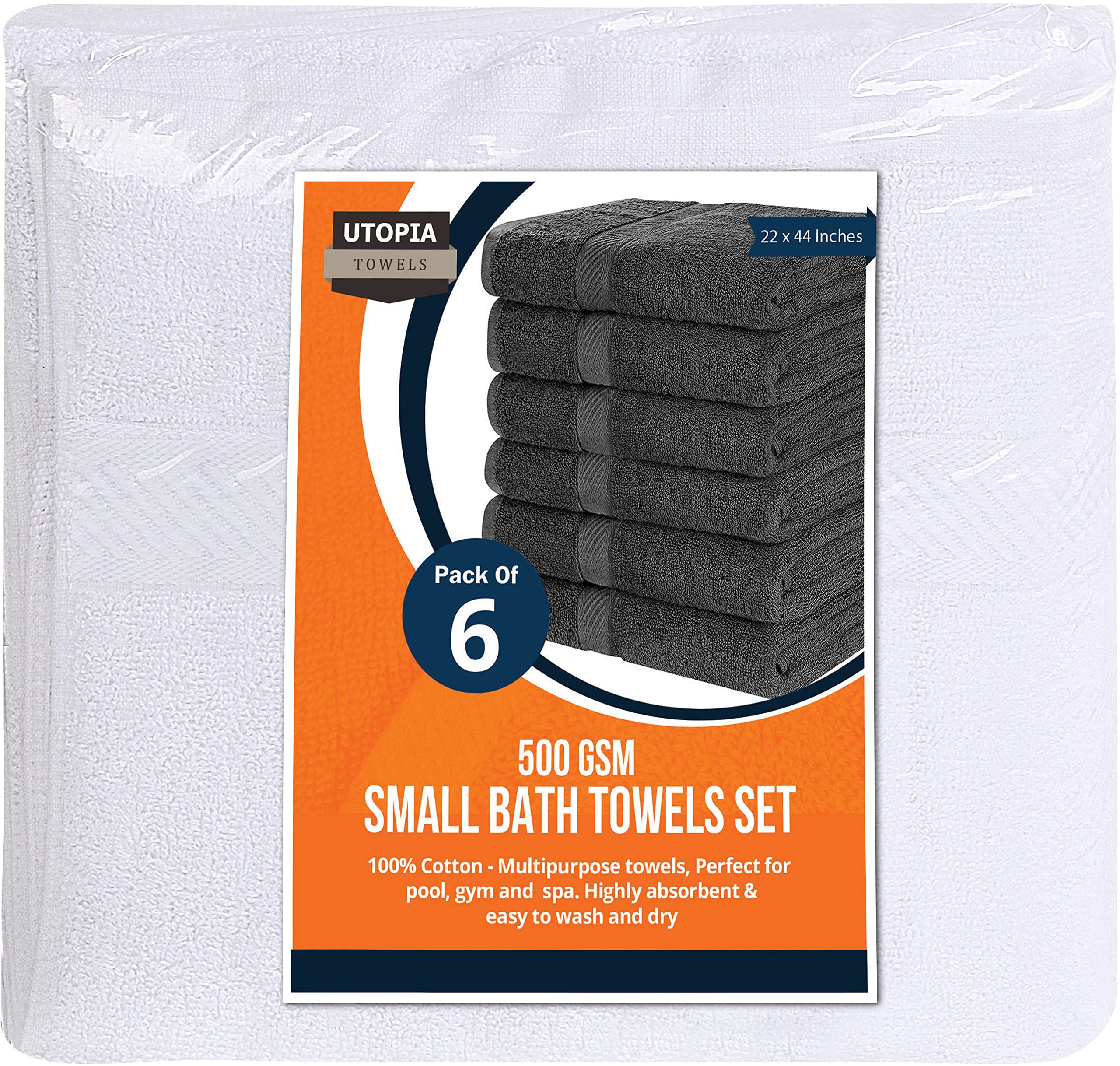Utopia Towels 6 Pack Small Bath Towel Set, 100% Ring Spun Cotton (22 X 44 Inches) Lightweight And Highly Absorbent Quick Drying