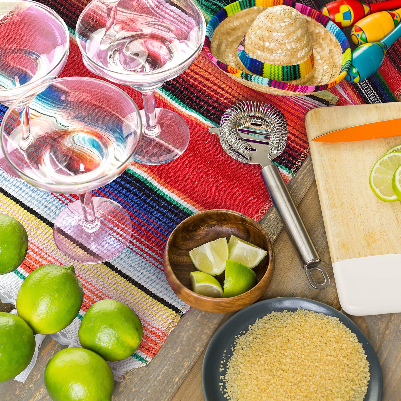 12 Pcs Mexican Serape Table Runner Mexican Party Table Blanket Serape Colorful Striped Runner Fringe Cotton Table Runner Decorat