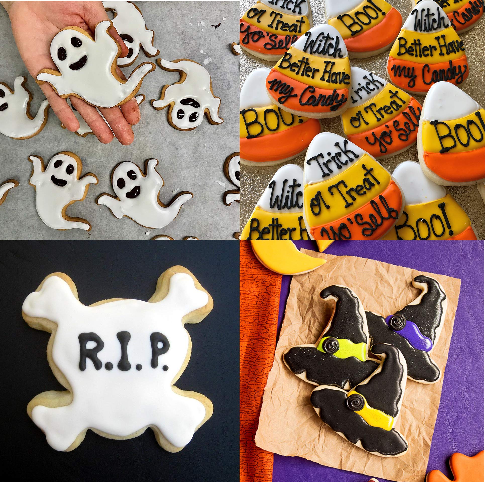 18Pcs Halloween Cookie Cutters - Pumpkin,Witch,Bat,Ghost,Cat,Tombstone,Spider, Skull,Candy Corn, Owl,Hat,Cauldron,Broom Party Su