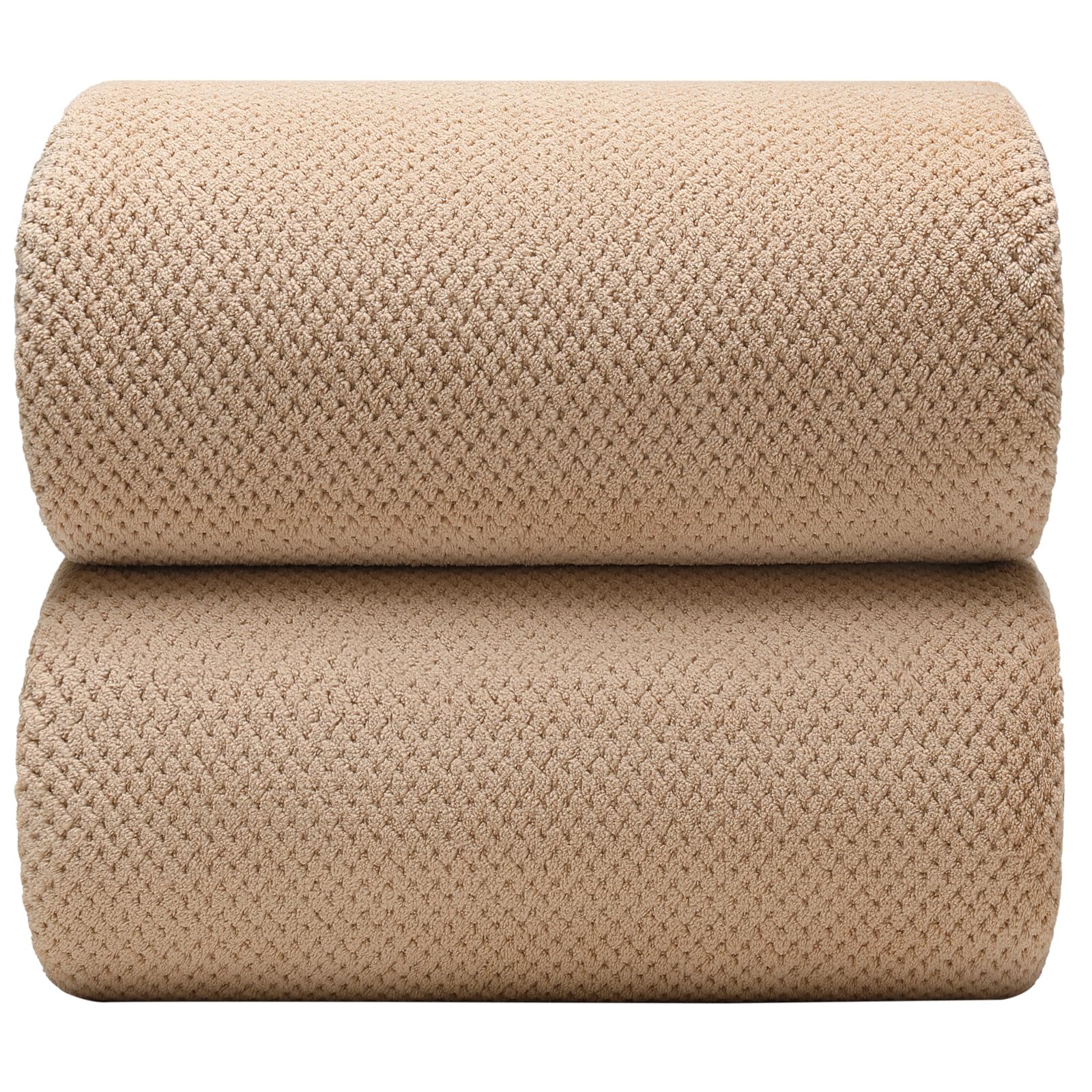YTYC Towels 39x78 Inch Oversized Bath Sheets Towels for Adults Luxury Bath Towels Extra Large Sets for Bathroom Super Soft Highly Absorbent Microfiber Shower Towels 80% Polyester (Beige 2 Piece)