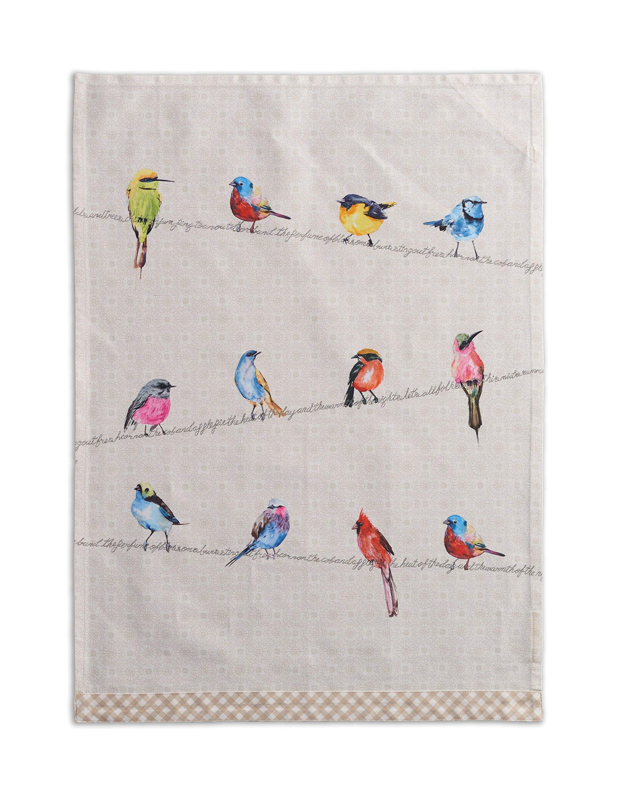 Maison D' Hermine Birdies On Wire 100% Cotton Set Of 2 Multi-Purpose Kitchen Soft Absorbent Dish Towels | Tea , Bar Towels (20 I
