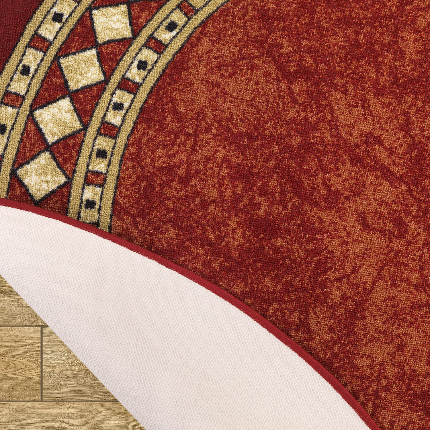 Antep Rugs Alfombras Modern Bordered 2x5 Non-Skid (Non-Slip) Low Profile Pile Rubber Backing Kitchen Area Rugs (Maroon Beige, 2