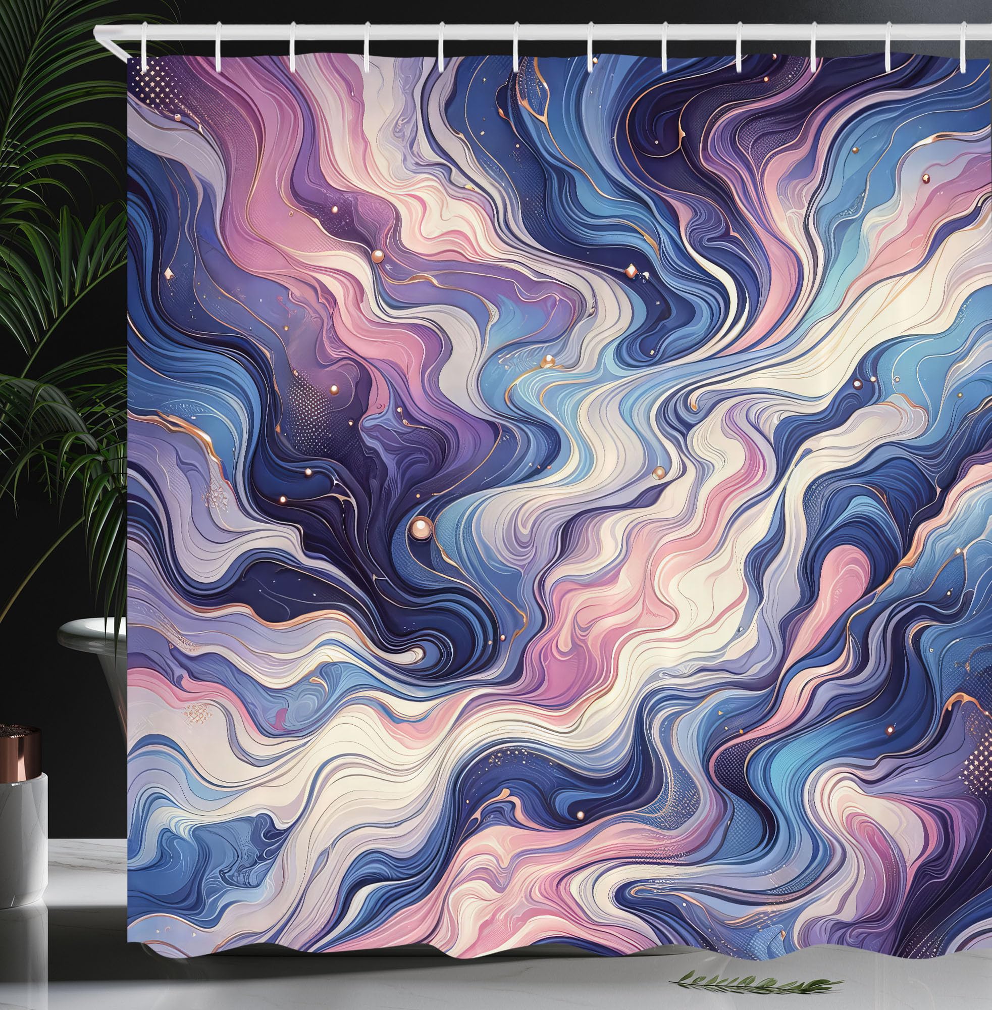 Ambesonne Purple Shower Curtain, Oil Paint Like Marble Print Warm Deep Tones Mystery Of The Universe, Cloth Fabric Bathroom Deco