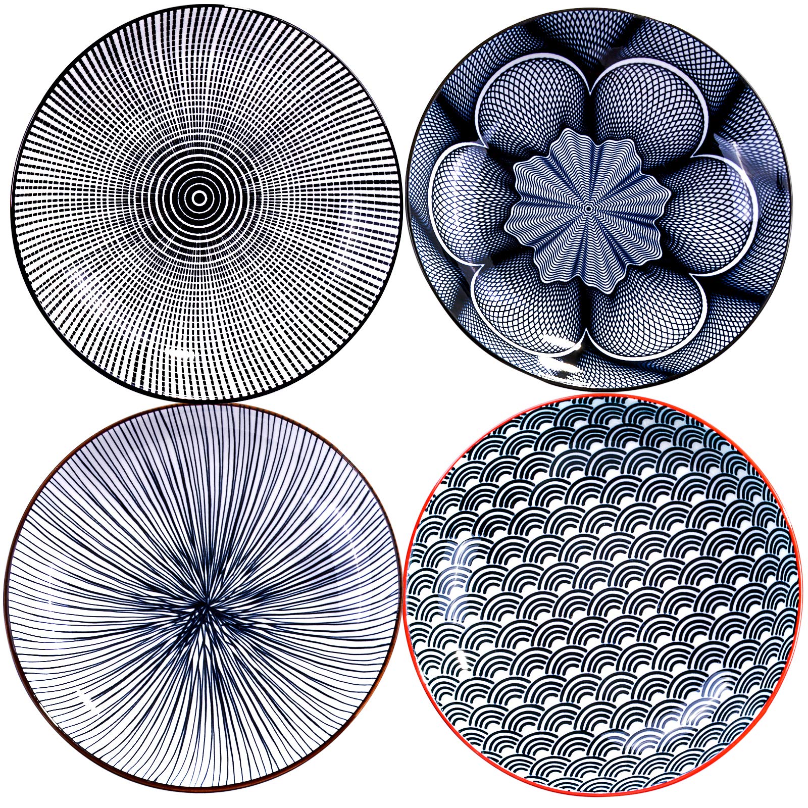 Whitenesser Set Of 4 Dinner Plates, 7 Inch Plates, Ceramic Plates For Dishes, Fried Egg, Snack,Broiler Wing