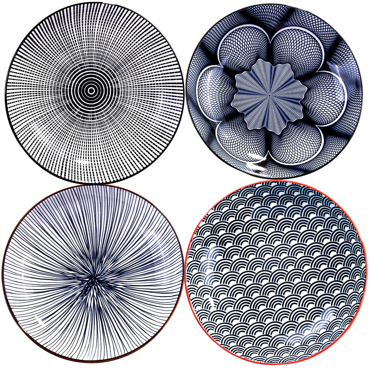 Whitenesser Set Of 4 Dinner Plates, 7 Inch Plates, Ceramic Plates For Dishes, Fried Egg, Snack,Broiler Wing