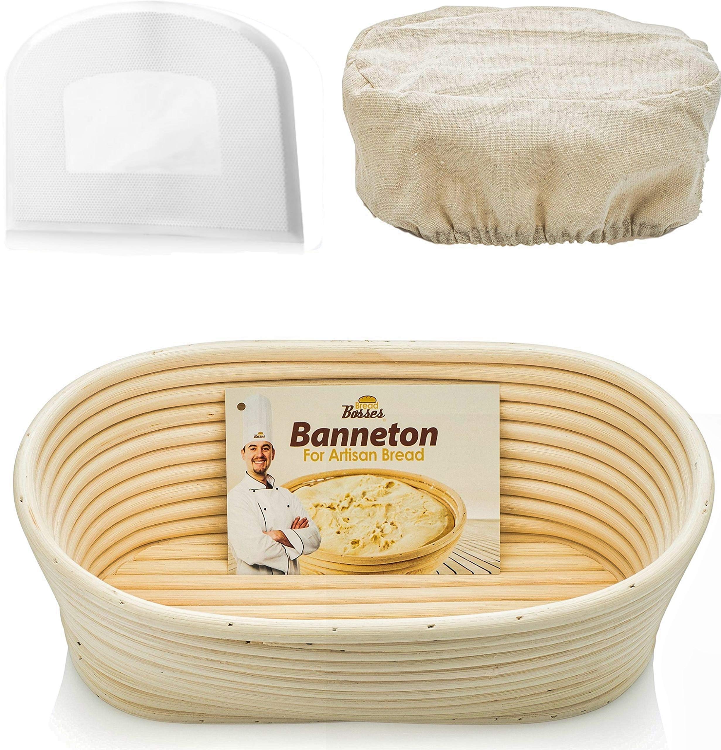 Oval Bread Banneton Proofing Basket - 10 Inch Baskets Sourdough Brotform Proofing Basket Set Banaton Towel For Baking Oval Proof