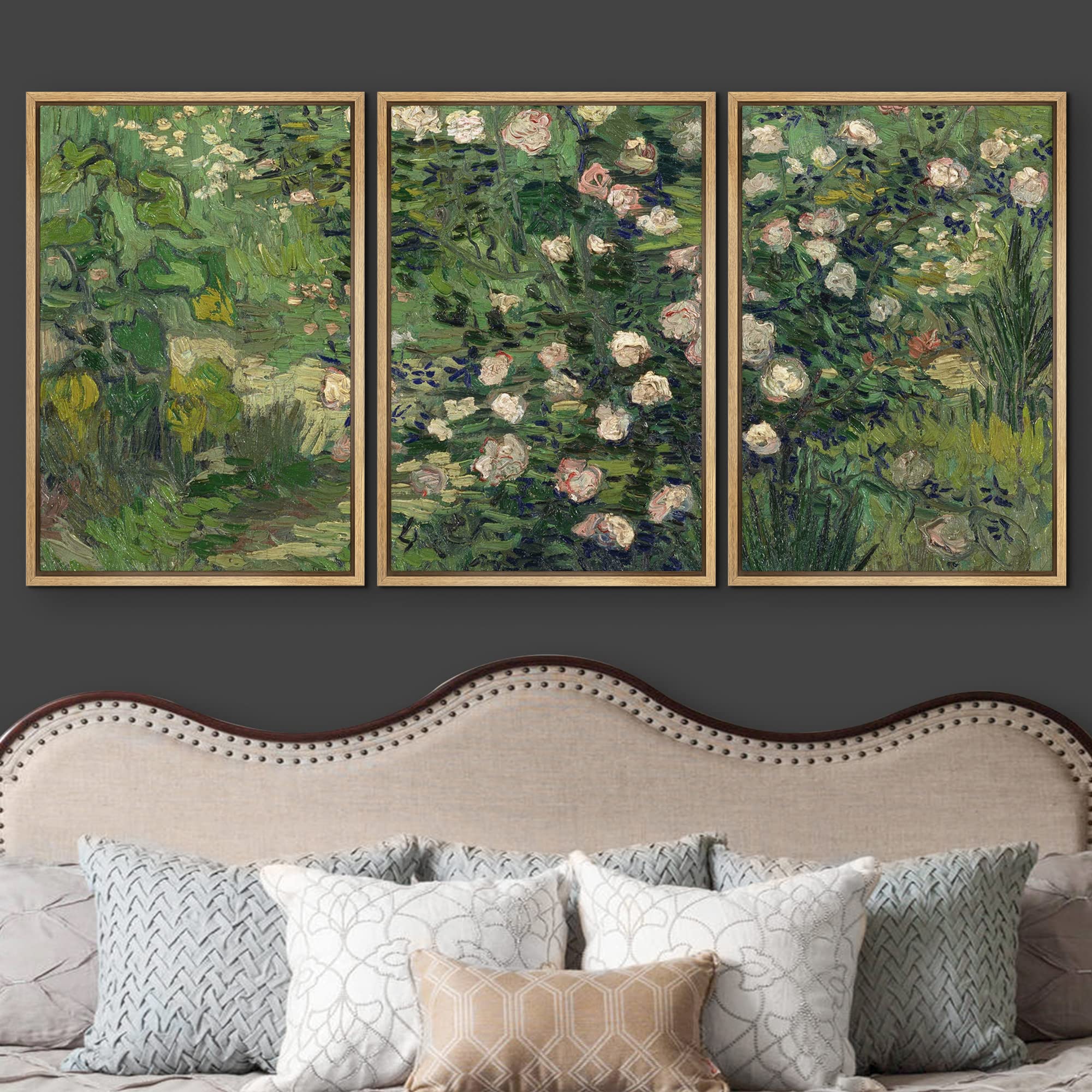 Wall26 Framed Canvas Print Wall Art Set Rose Flower Garden Vincent Van Gogh Classical Illustrations Fine Art Decorative Historic