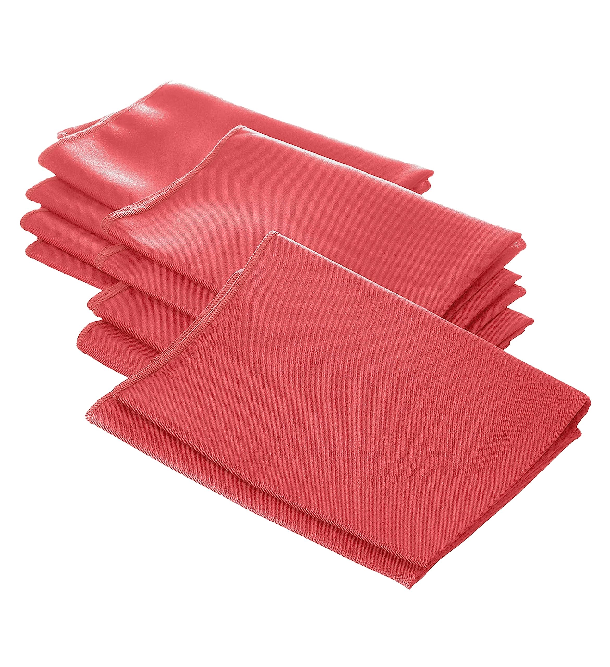 LA Linen Pack-10 Polyester Poplin Napkin 18 by 18-Inch  Coral