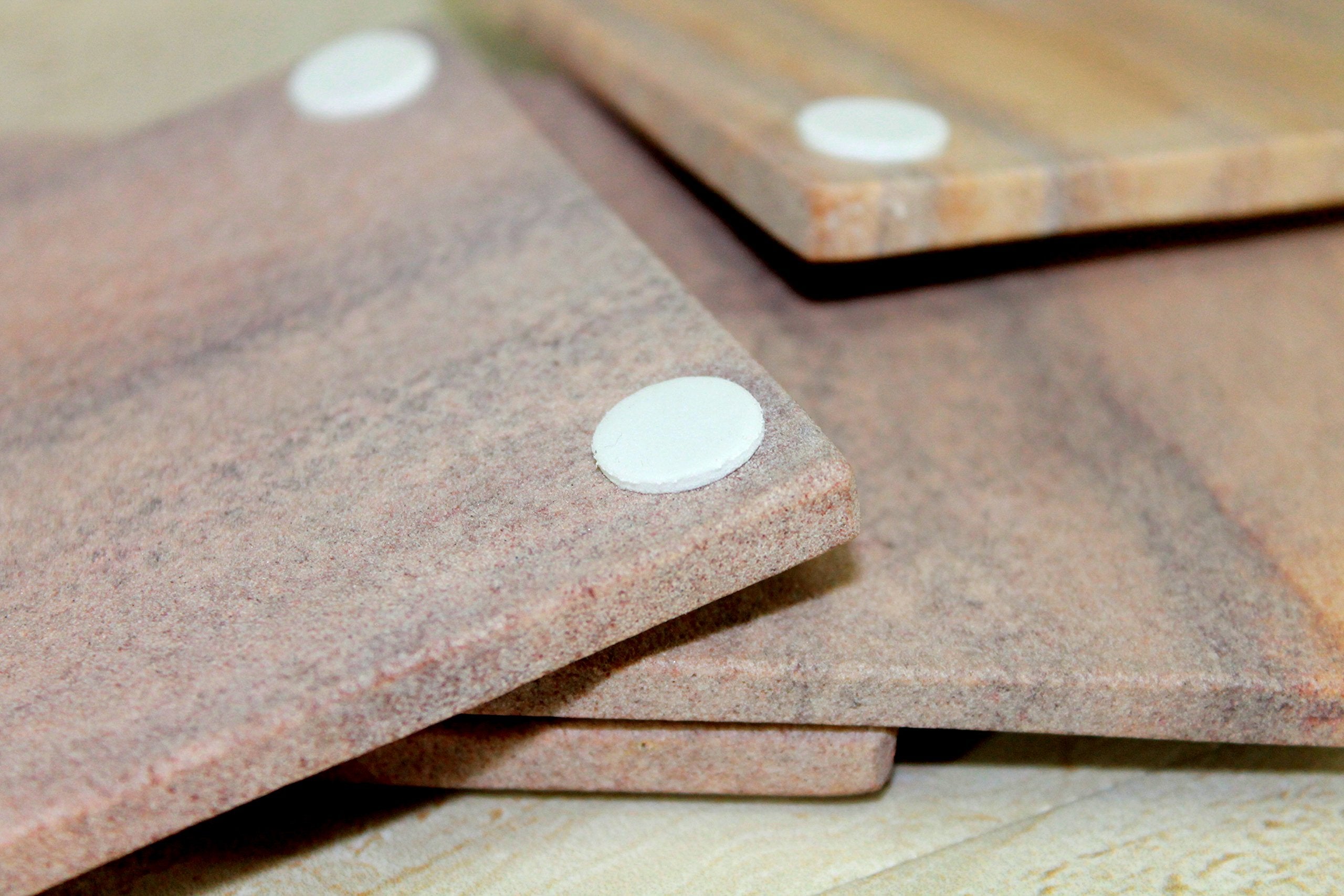 Kleo Coaster Set Made Of Natural Rainbow Stone - Natural Water Absorbent, Unique Table Coaster Set (Square)