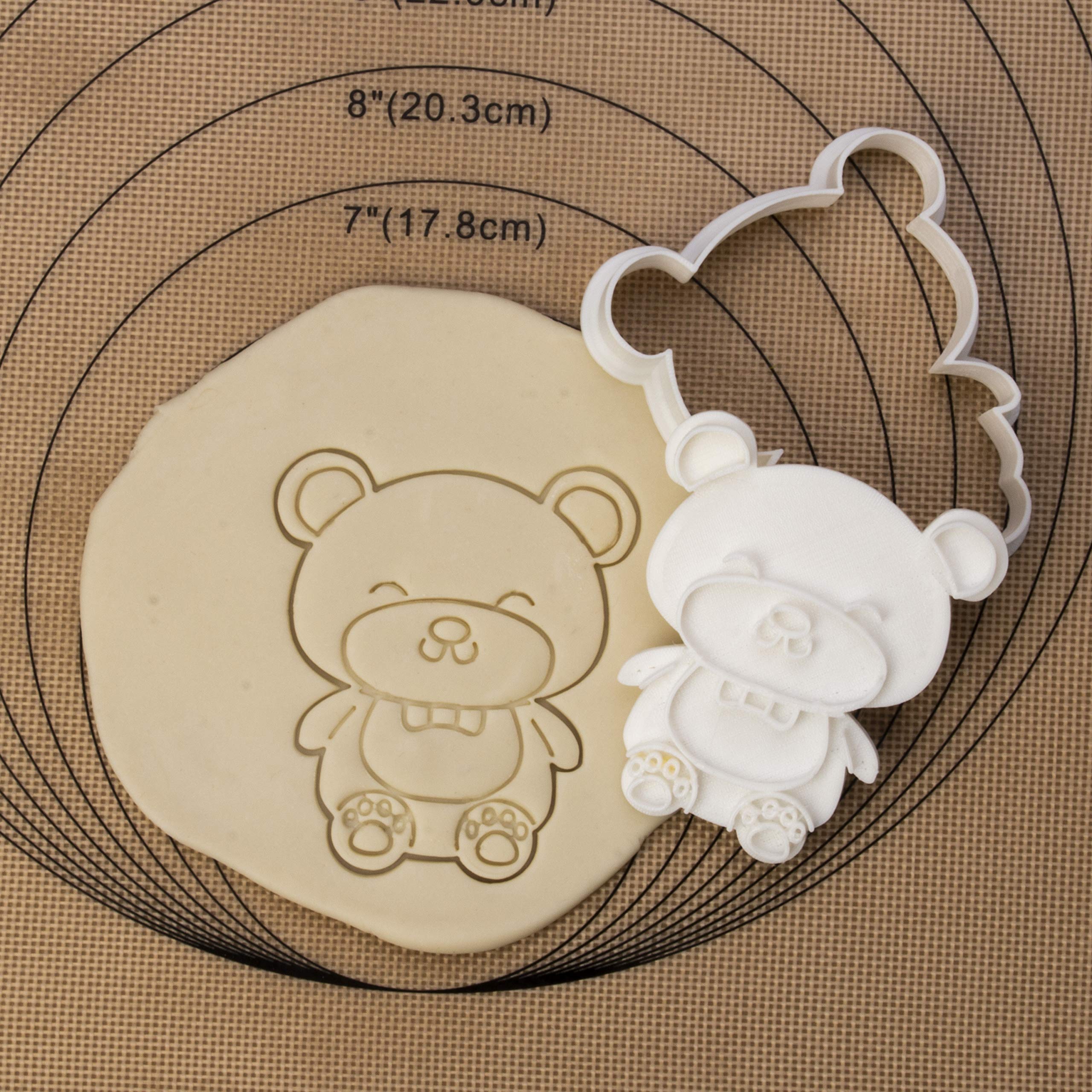 Mostop 3D Cookie Cutter With Teddy Bear Stampers Baby Shower Cake Mold Fondant Decorating Tools Diy Mold For Sugar Craft Baking