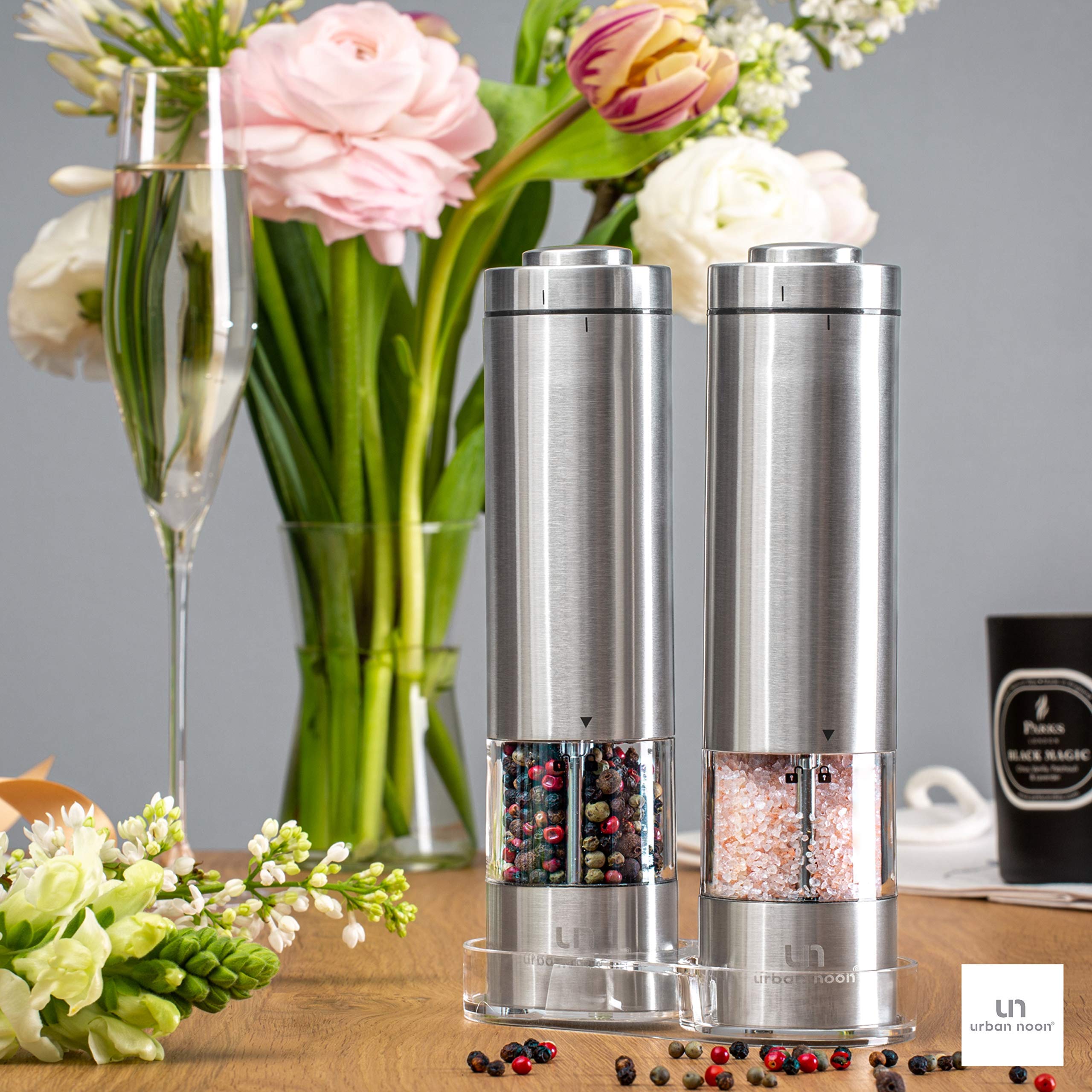 Salt And Pepper Mill Tray - Acrylic Transparent Mill Rest By Urban Noon - Grinders Up To 2.2 Inches In Diameter